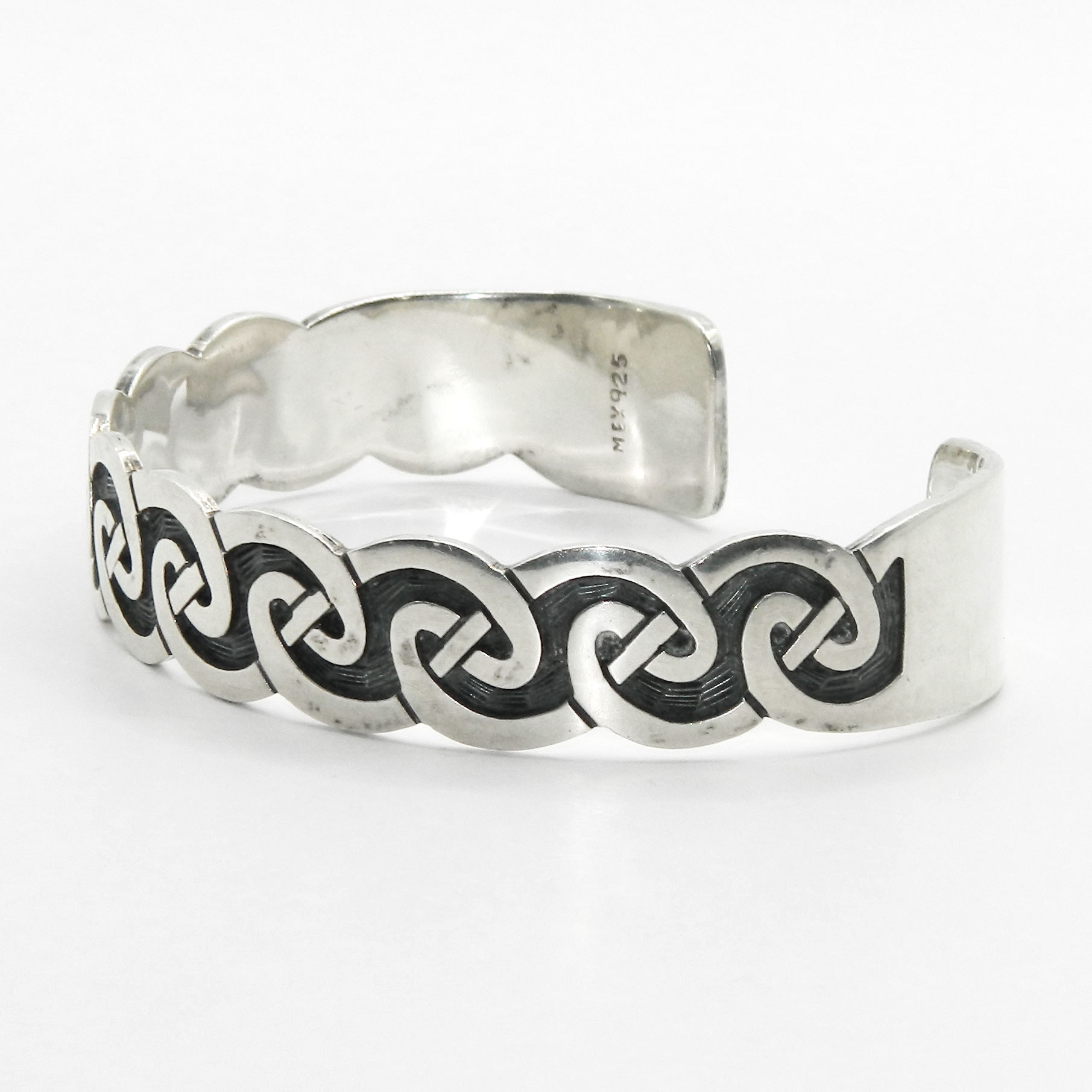 Celtic style Mexican silver cuff bracelet