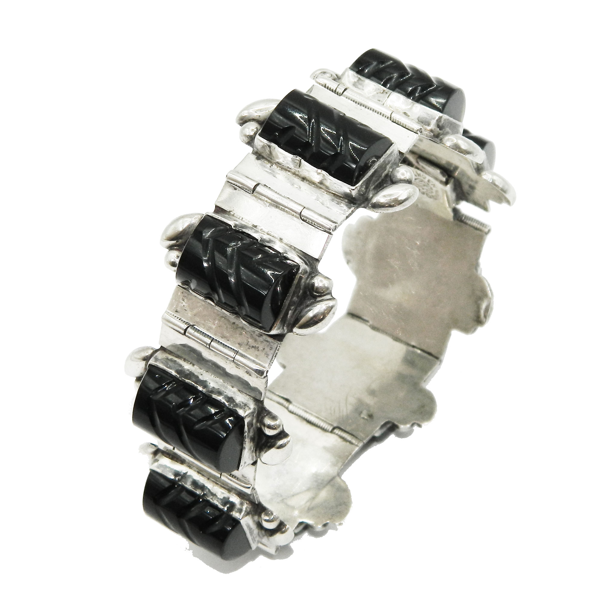 Vintage Mexican silver onyx bracelet