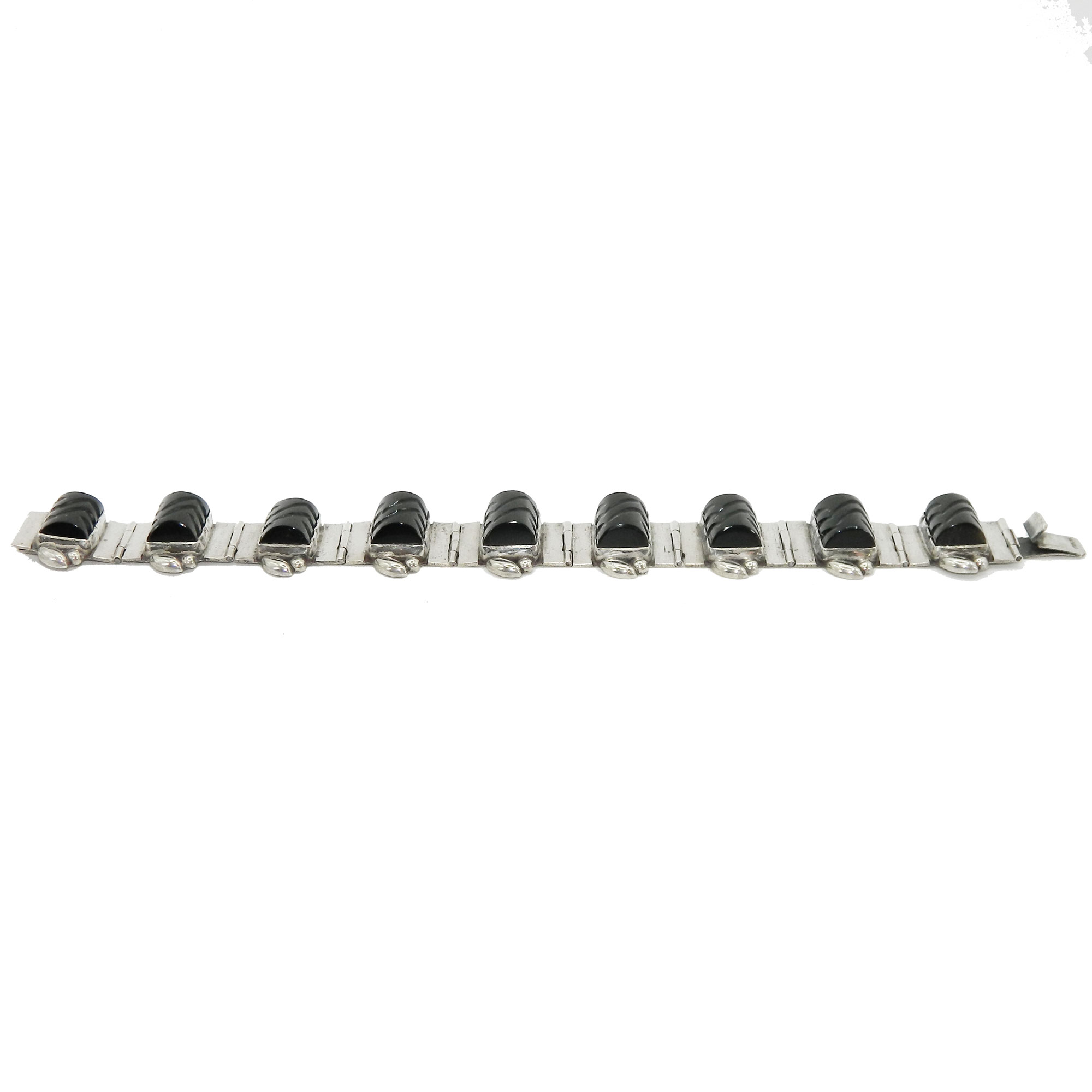 Vintage Mexican silver onyx bracelet