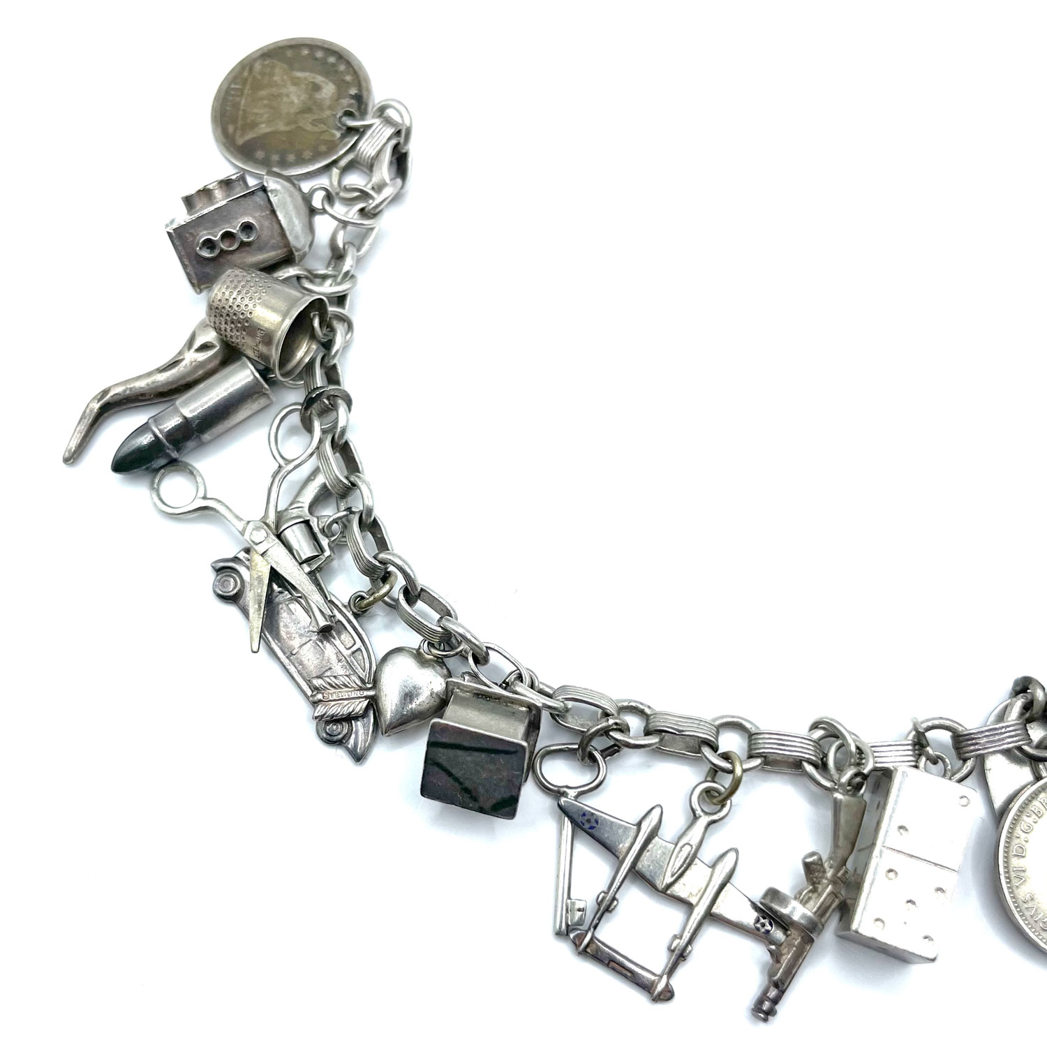 WWII sterling silver charm bracelet