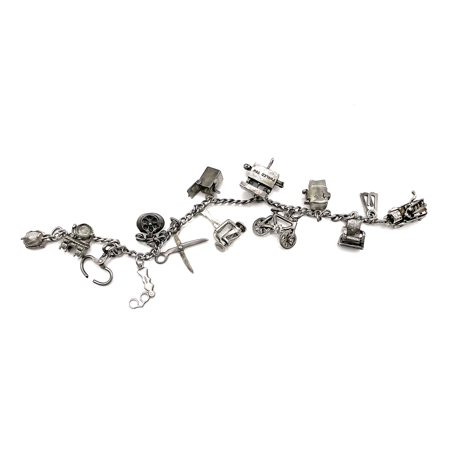 Moveable sterling silver charm bracelet