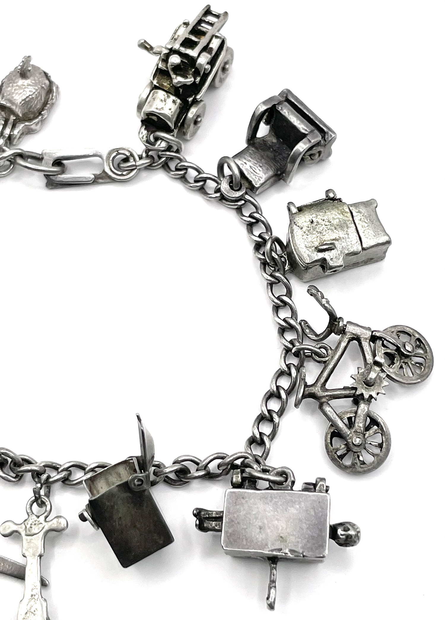 Moveable sterling silver charm bracelet