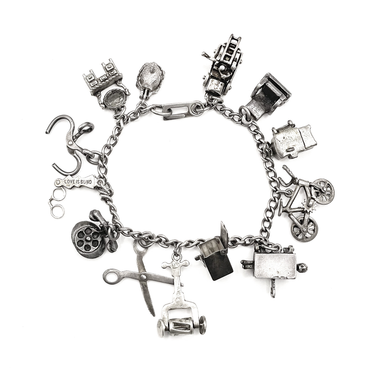 Moveable sterling silver charm bracelet