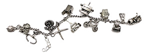 Vintage sterling movable charms bracelet