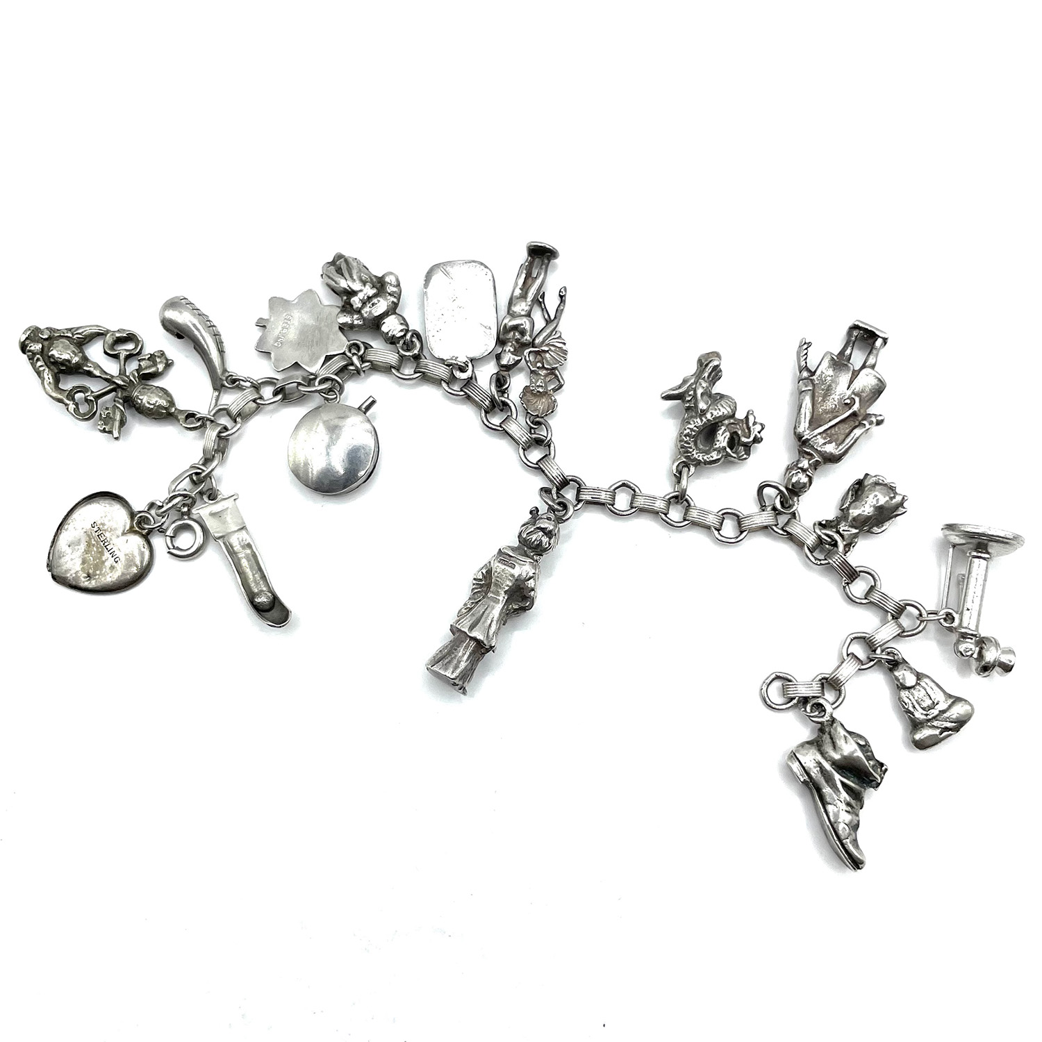 1940s sterling silver charm bracelet