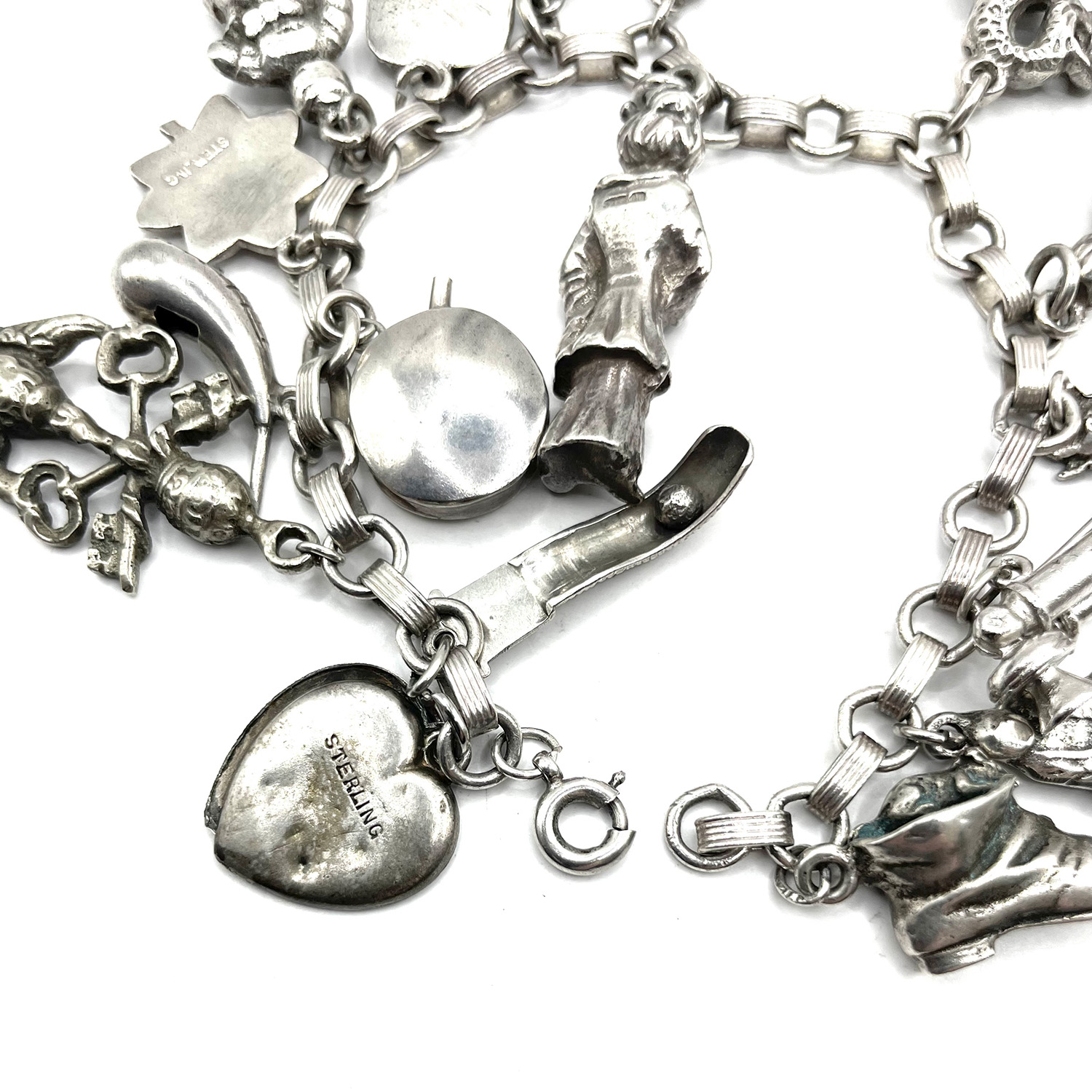 1940s sterling silver charm bracelet