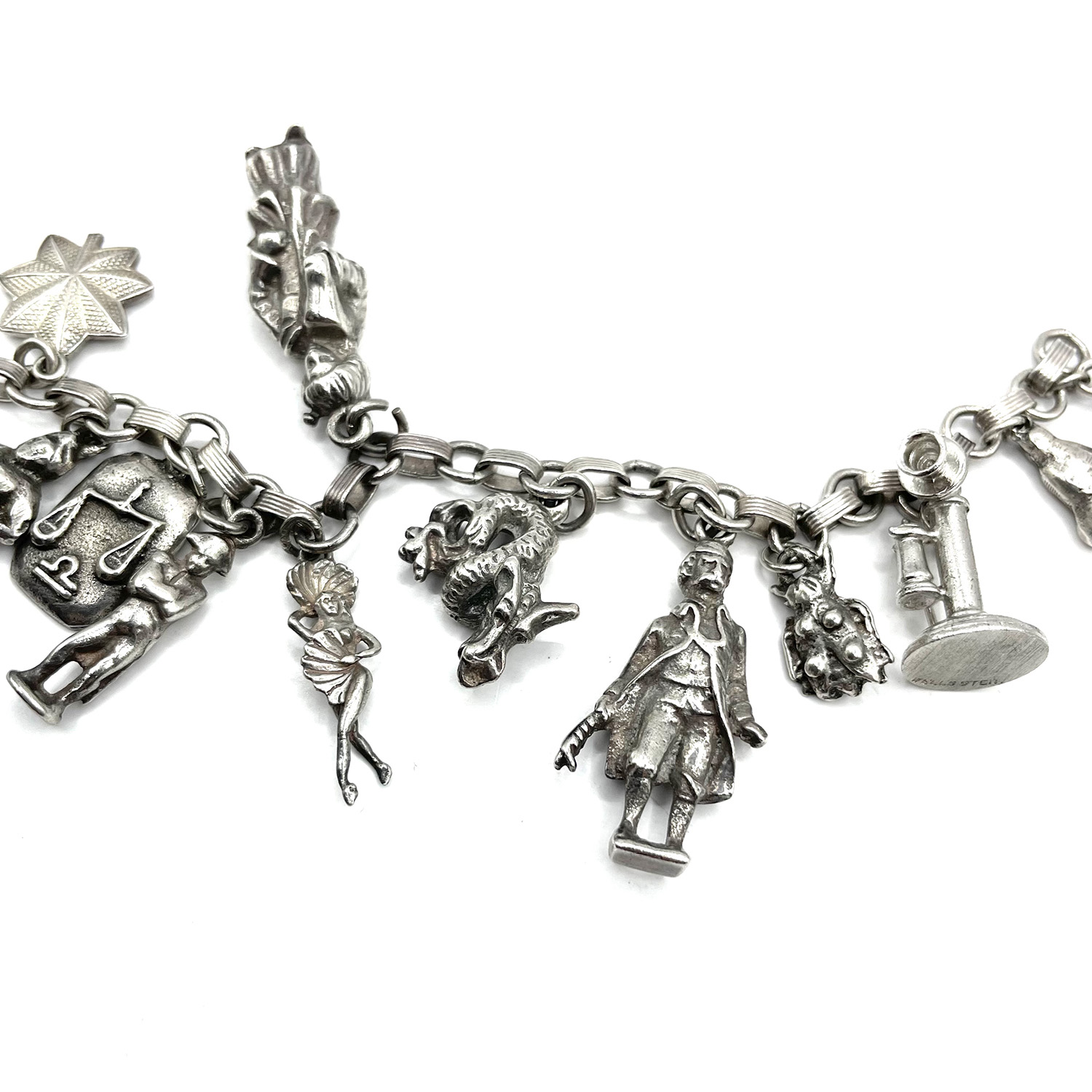 1940s sterling silver charm bracelet