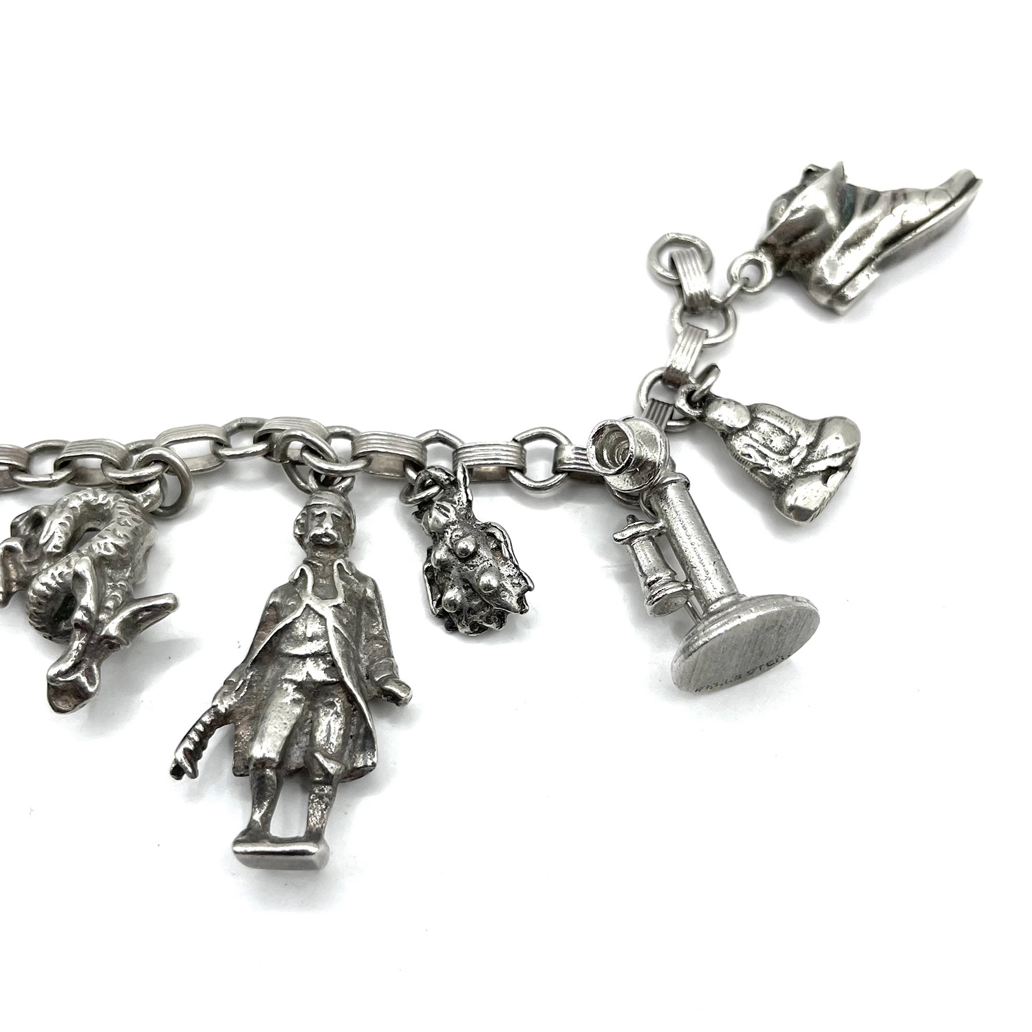 1940s sterling silver charm bracelet