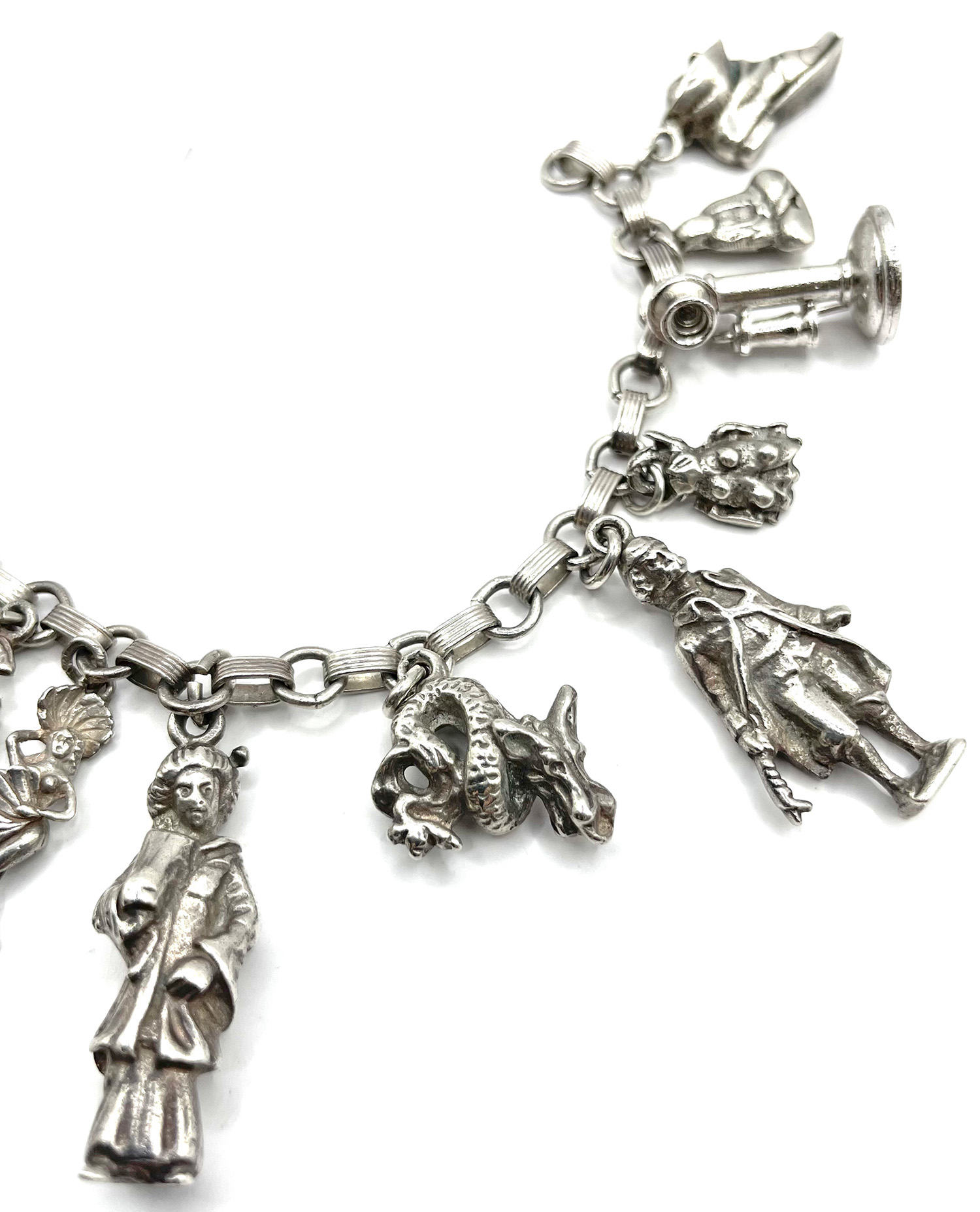 1940s sterling silver charm bracelet