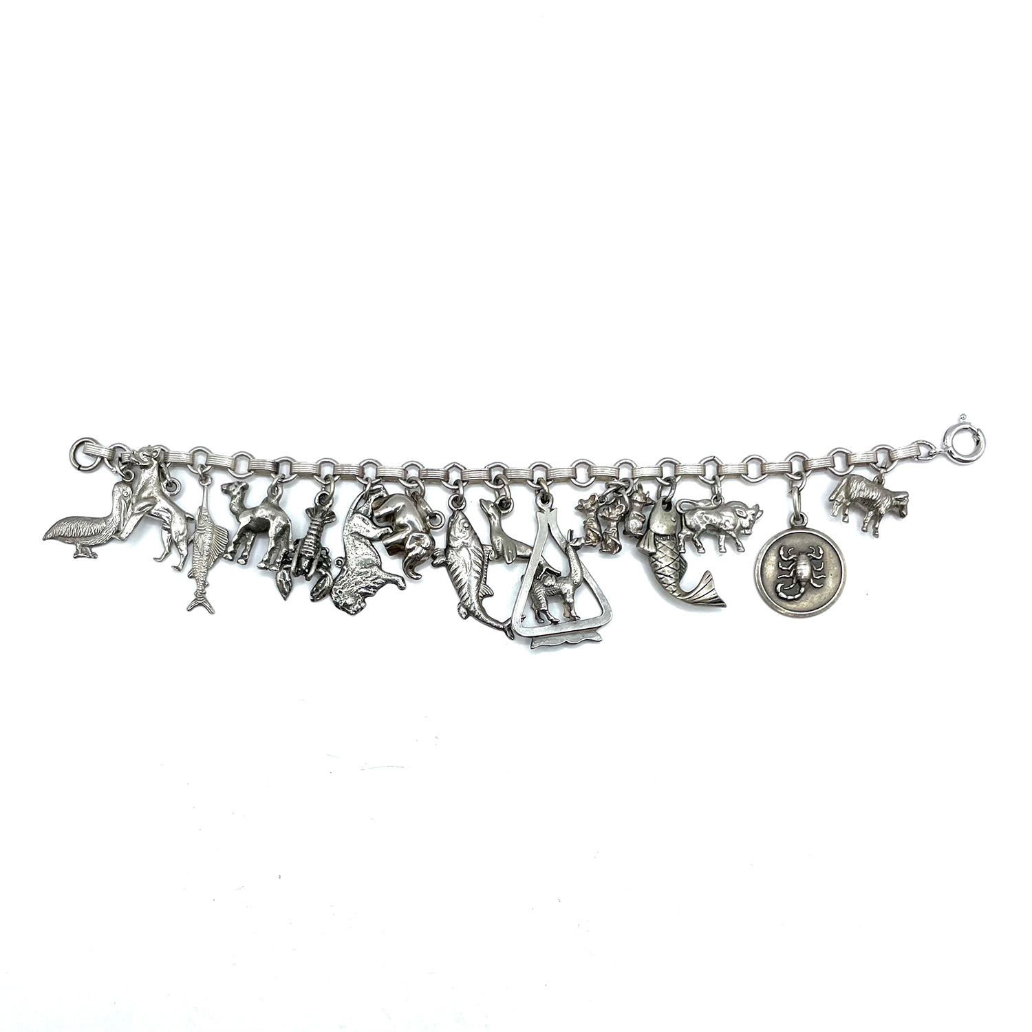 1940s sterling silver charm bracelet