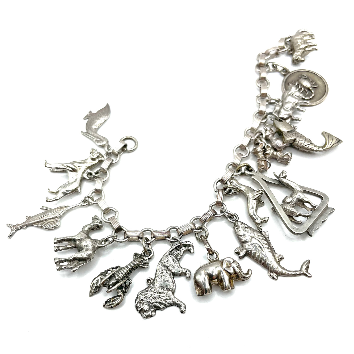 1940s sterling silver charm bracelet