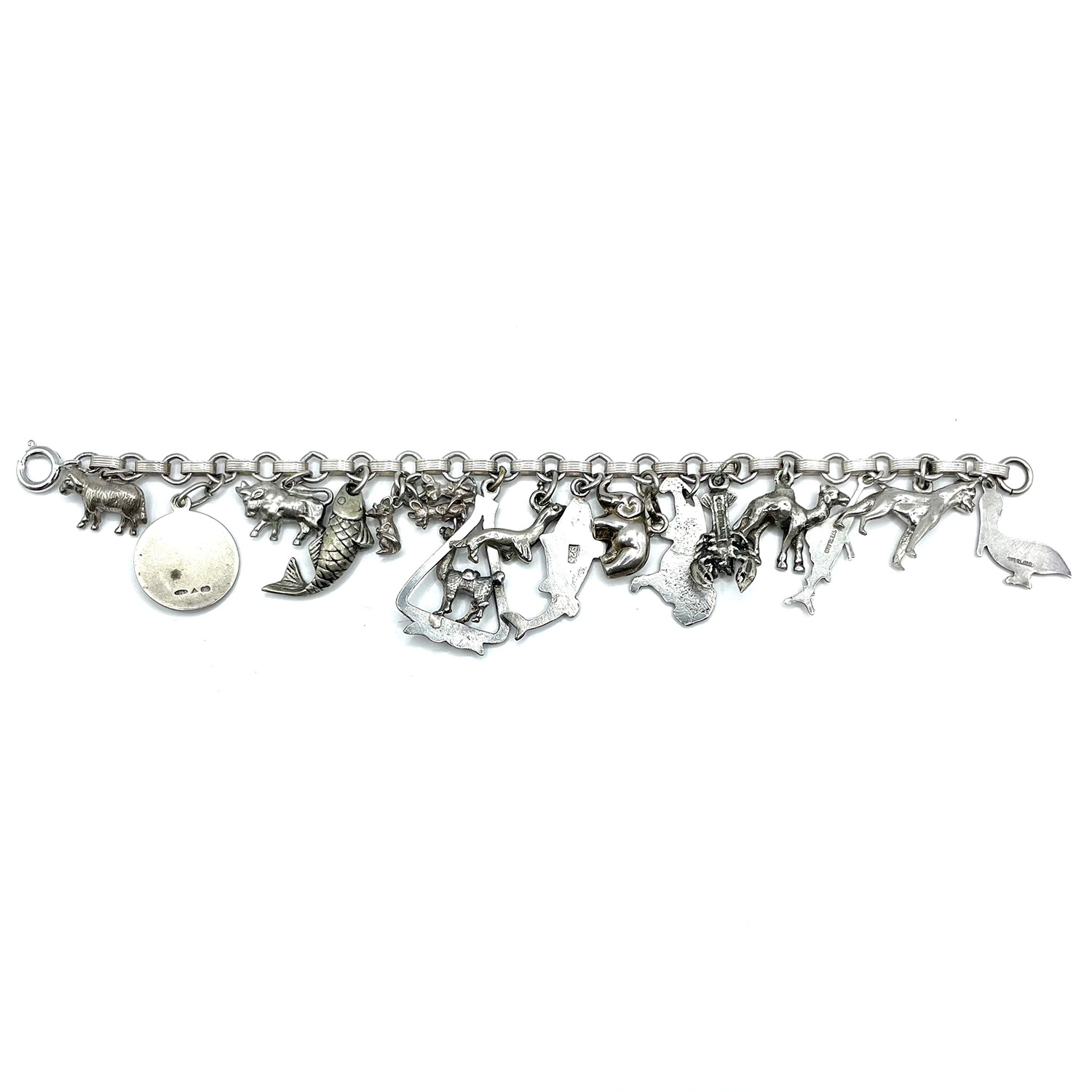 1940s sterling silver charm bracelet