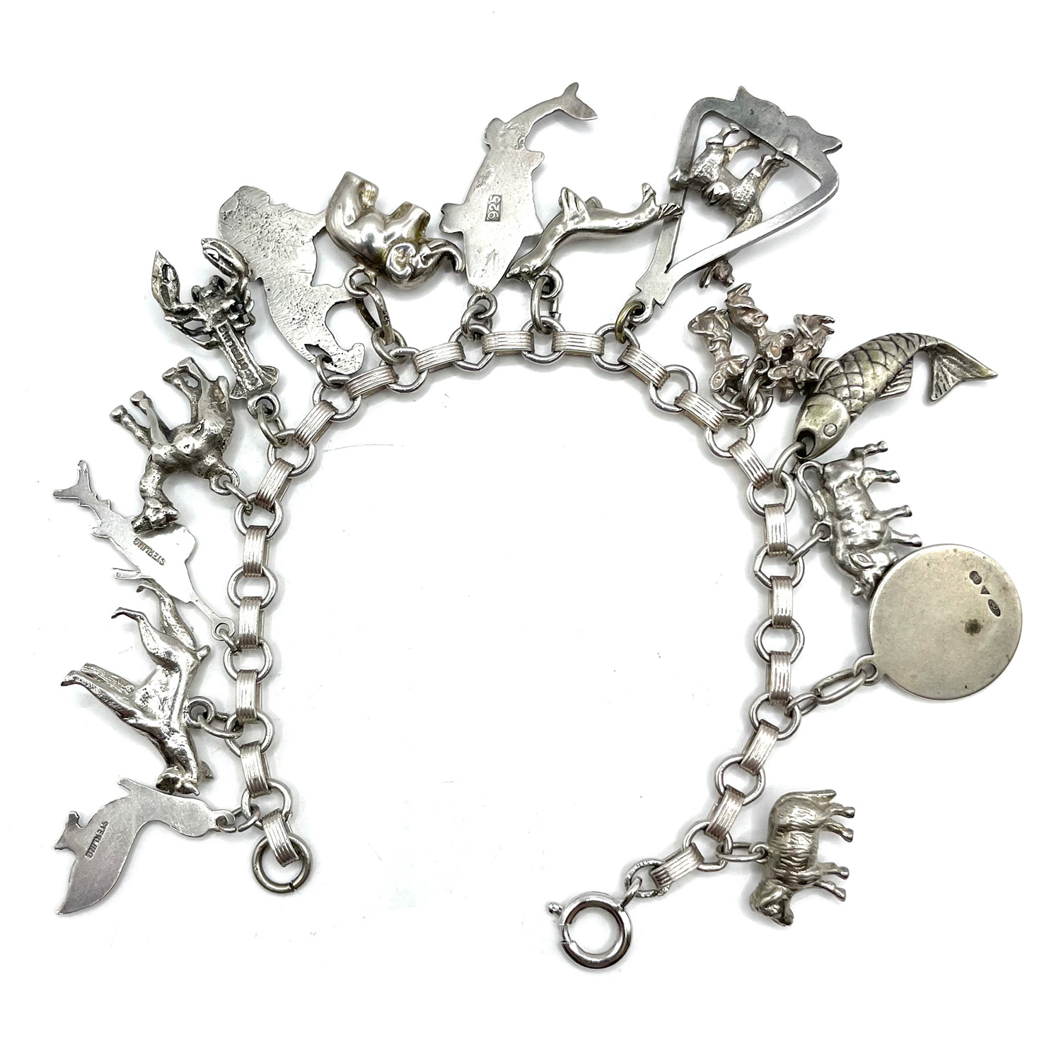 1940s sterling silver charm bracelet