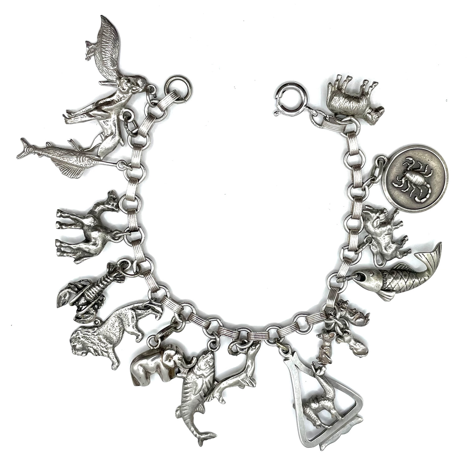 1940s sterling silver charm bracelet