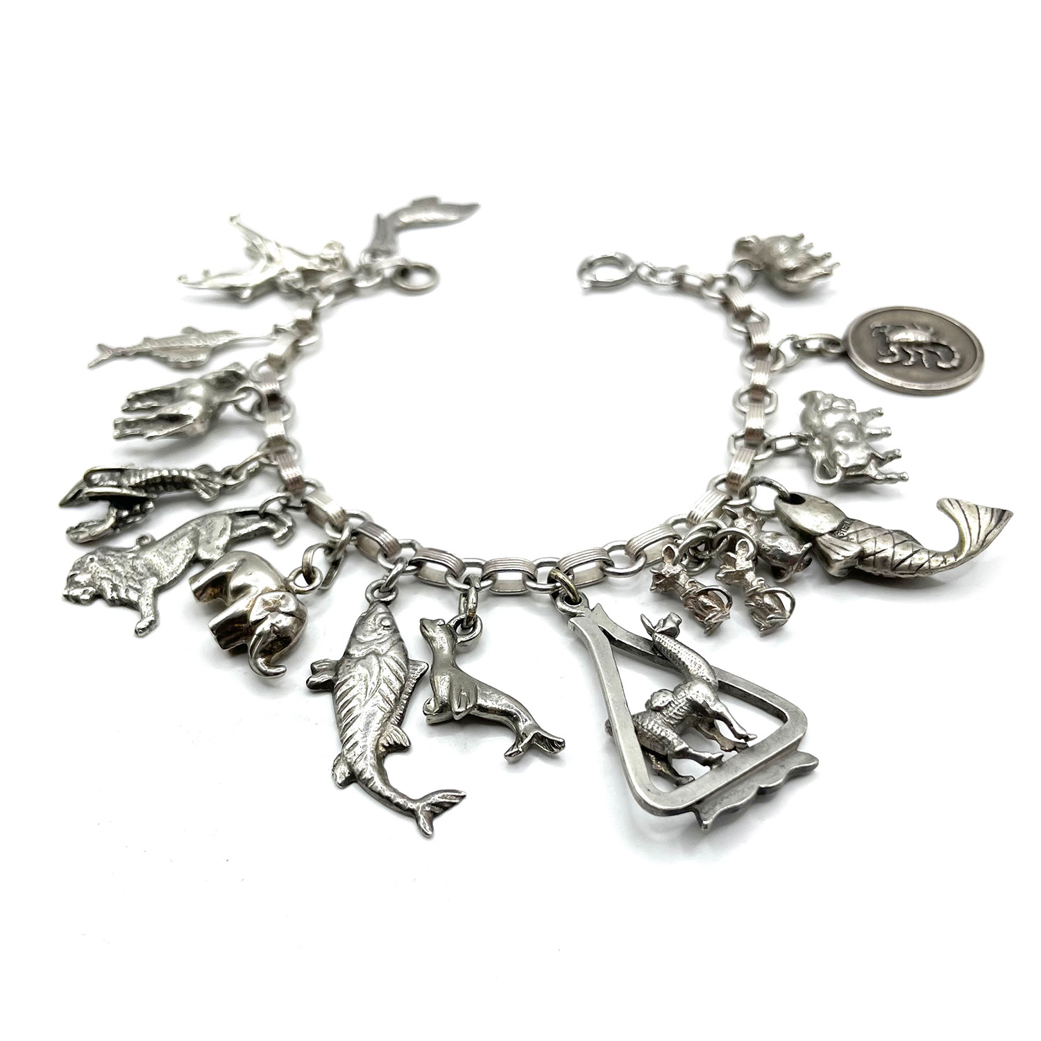 1940s sterling silver charm bracelet