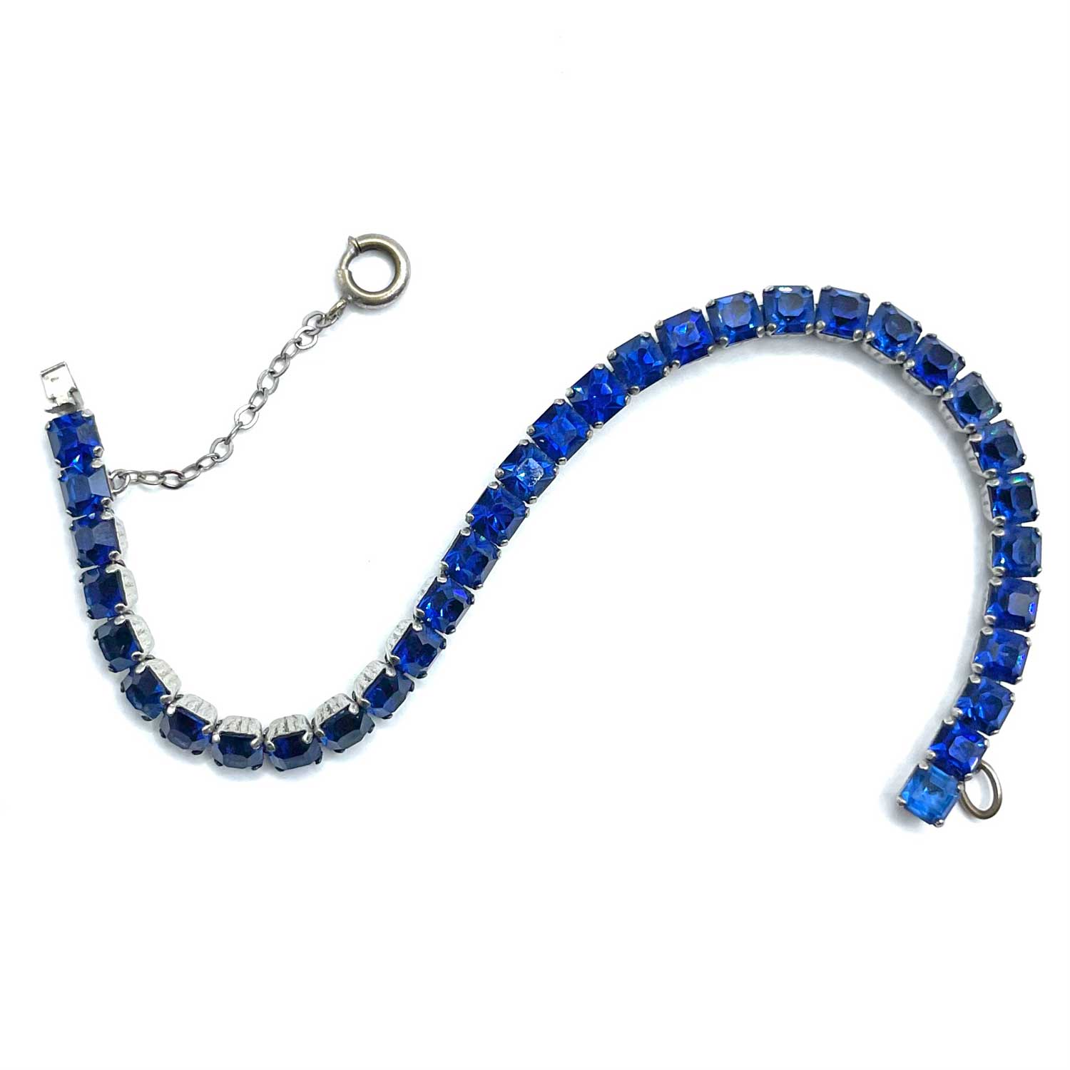 Art Deco sterling silver rhinestone tennis bracelet