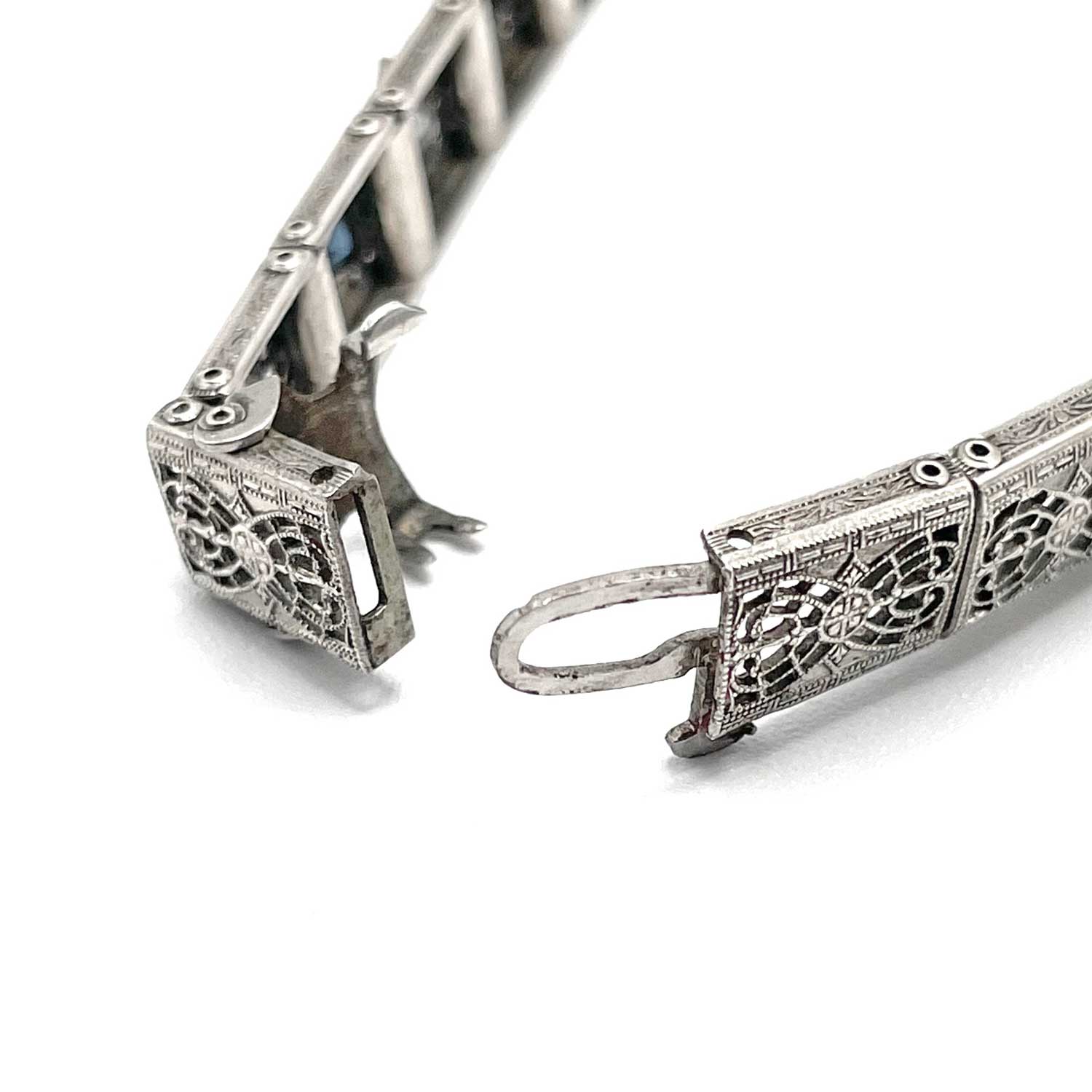 Art Deco sterling silver rhinestone tennis bracelet