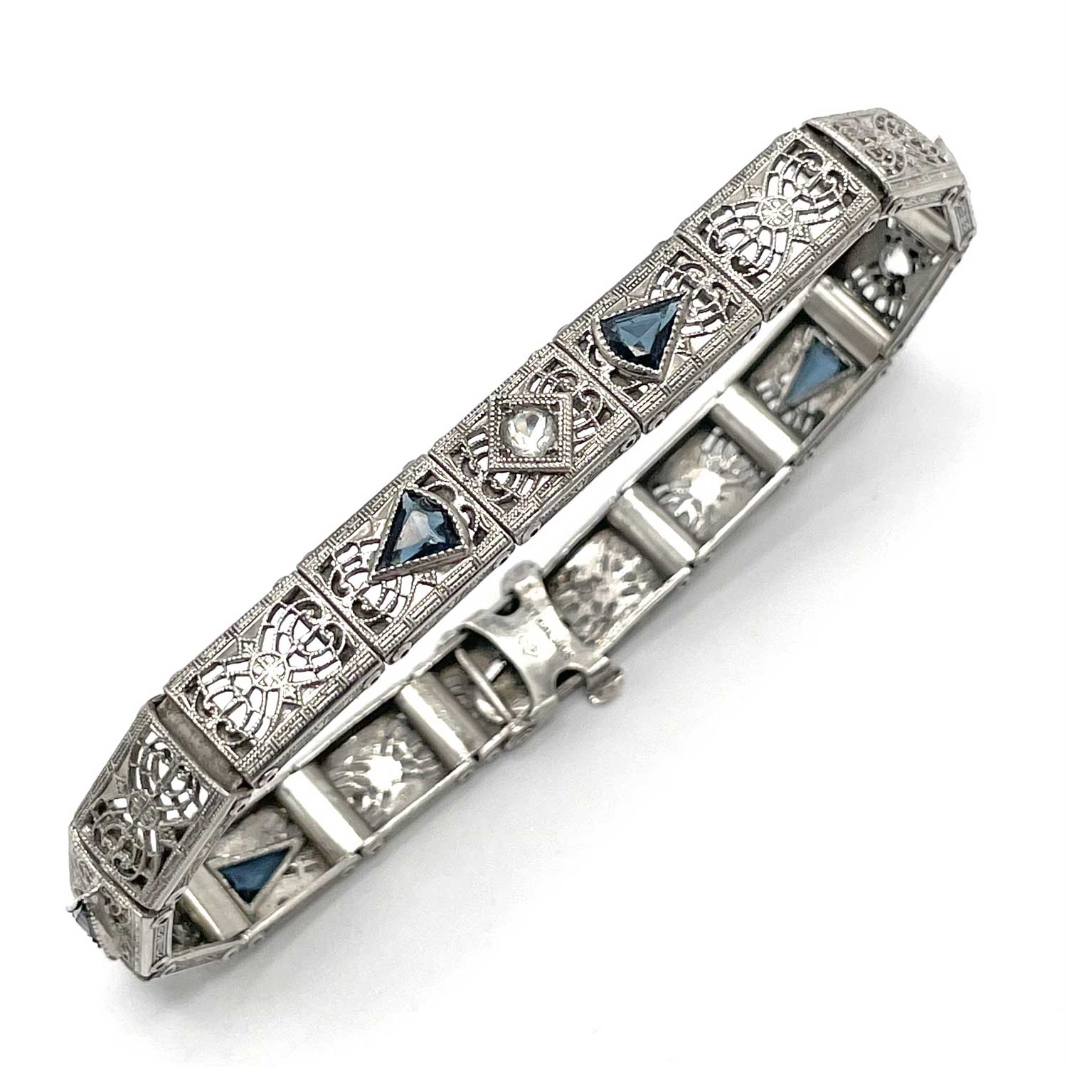 Art Deco sterling silver rhinestone tennis bracelet