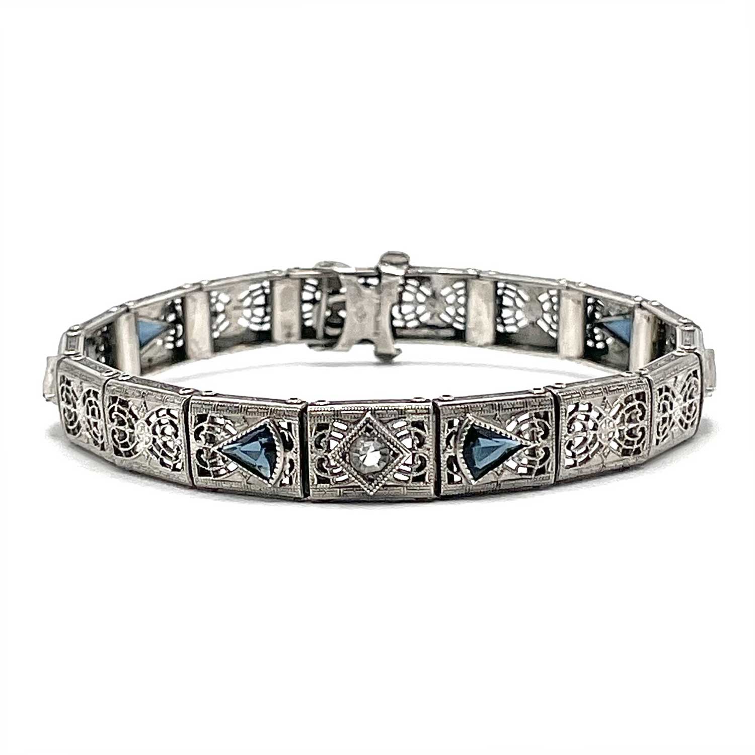 Art Deco sterling silver rhinestone tennis bracelet