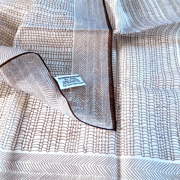 Brown and white line drawing scarf