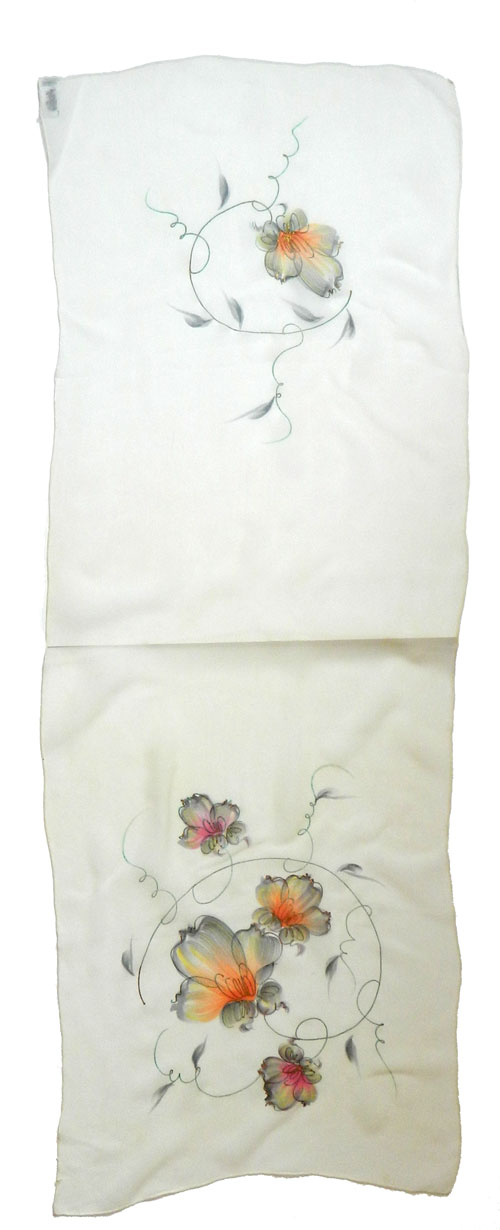 Hand painted silk crepe scarf
