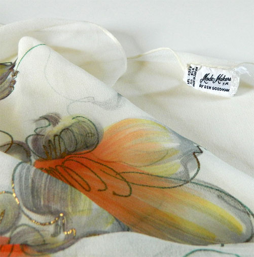 Hand painted silk crepe scarf