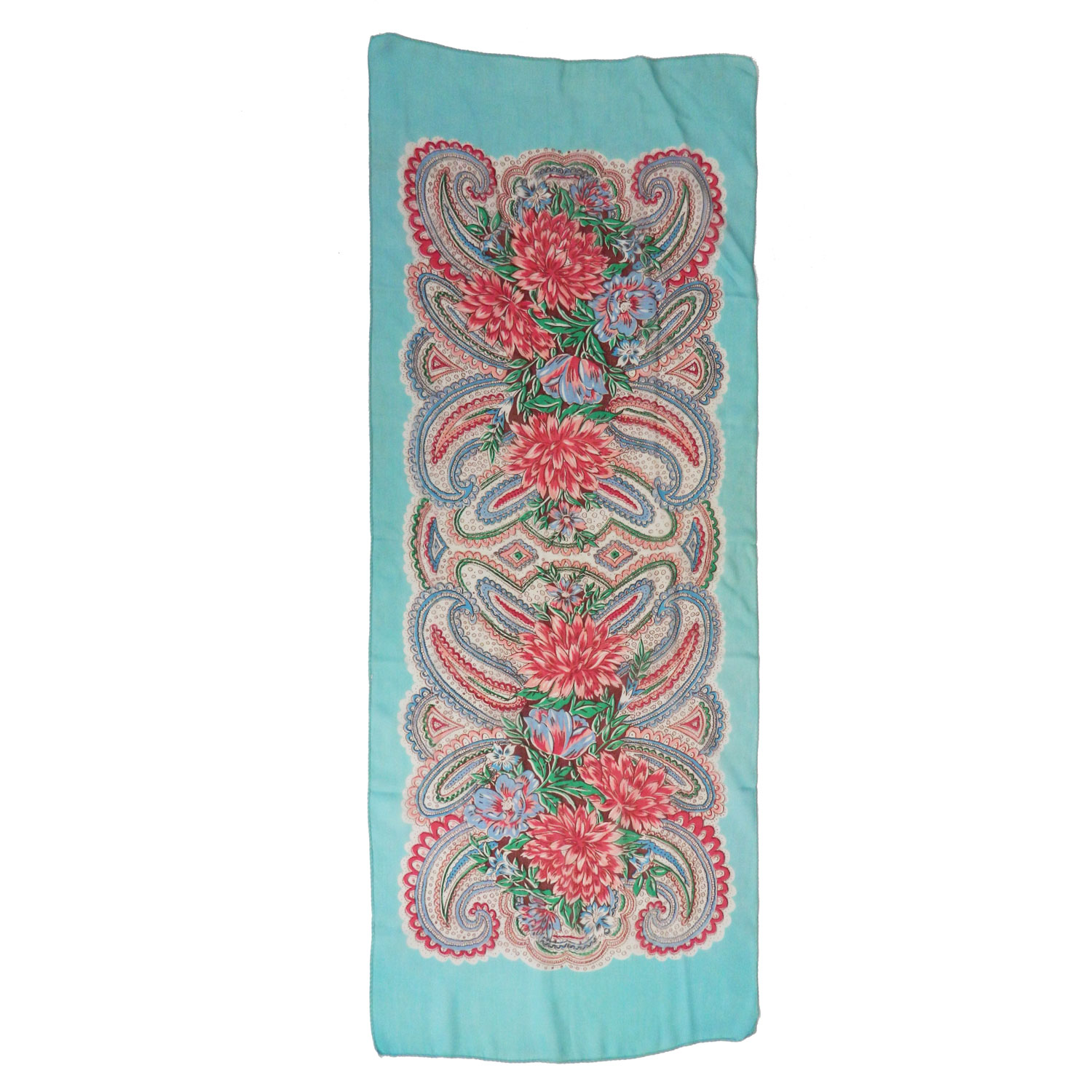 Vintage rayon crepe paisley scarf