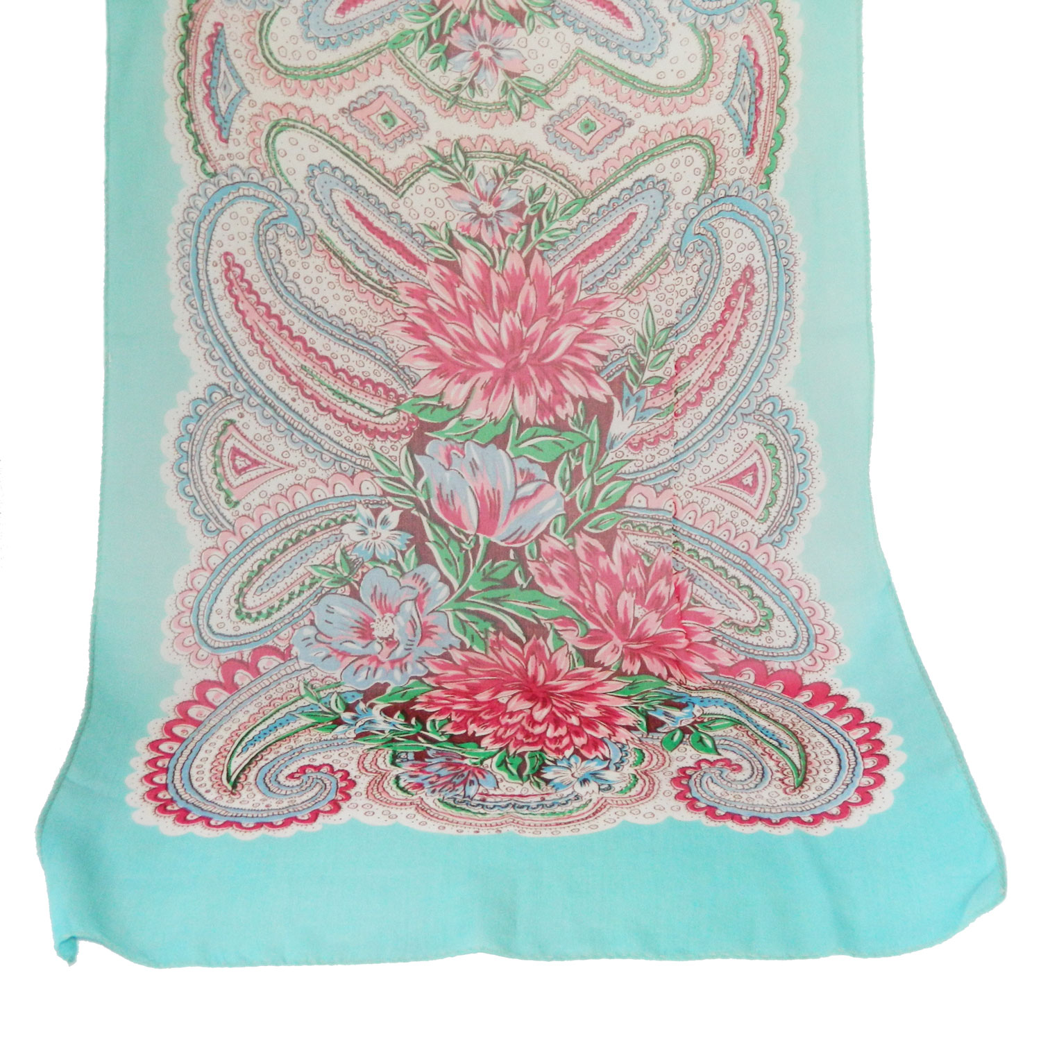 Vintage rayon crepe paisley scarf