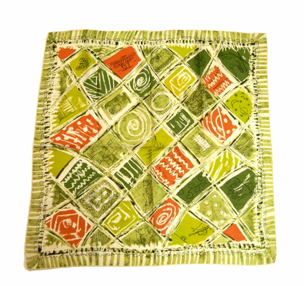 Beautiful green line drawing silk scarf