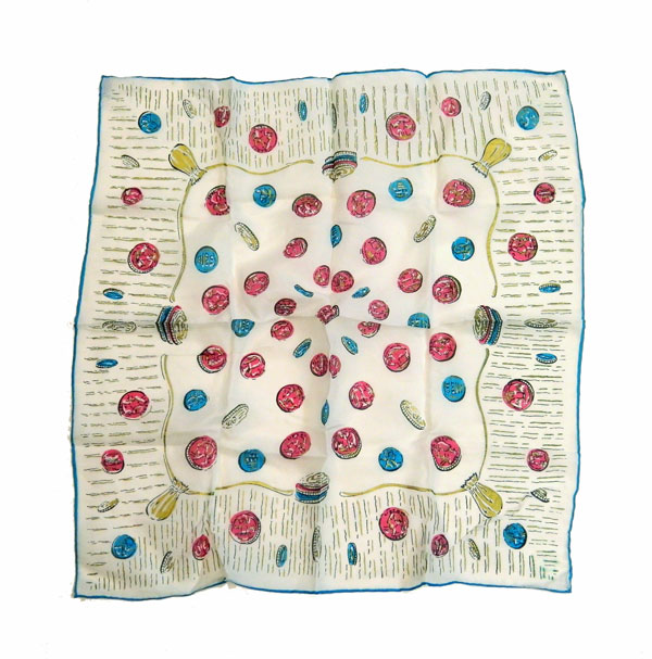 vintage silk screened coin scarf
