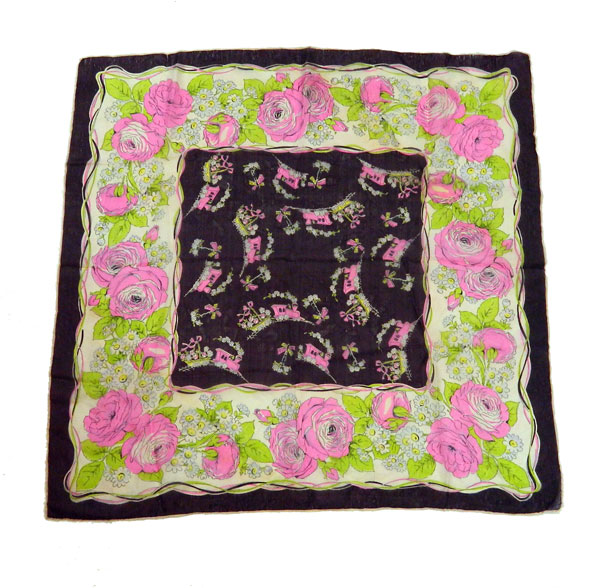 Vintage 1950's silk floral scarf