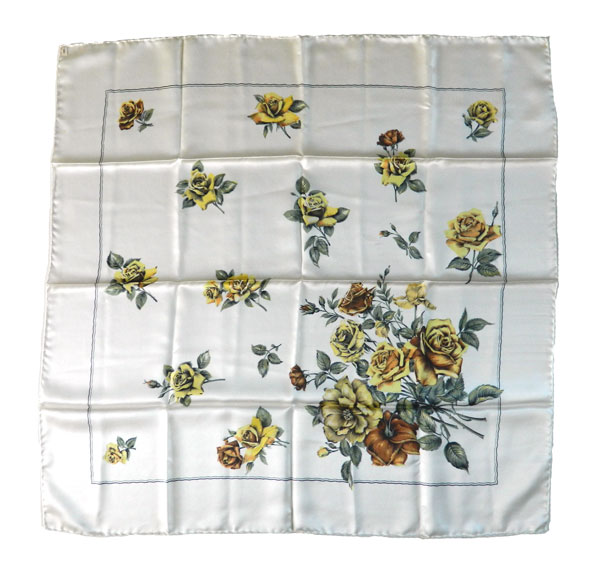 Vintage yellow rose floral print scarf