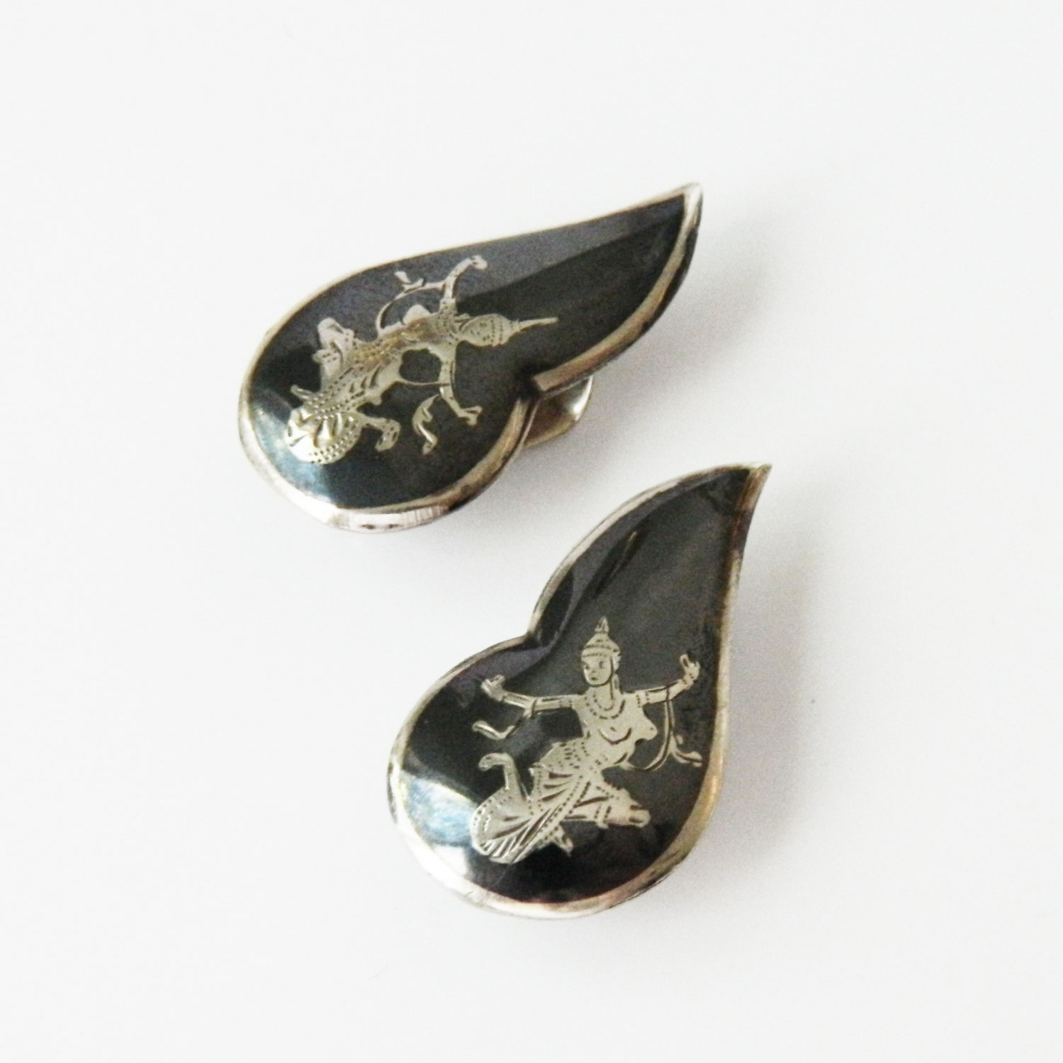 1950s Siam silver earrings