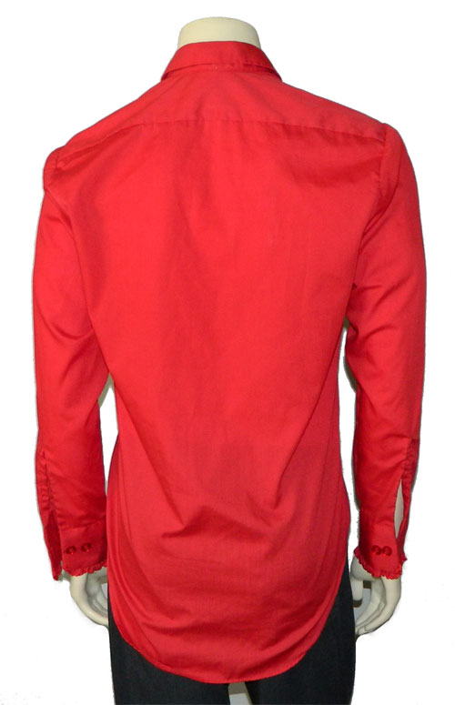 Red ruffle front tuxedo shirt