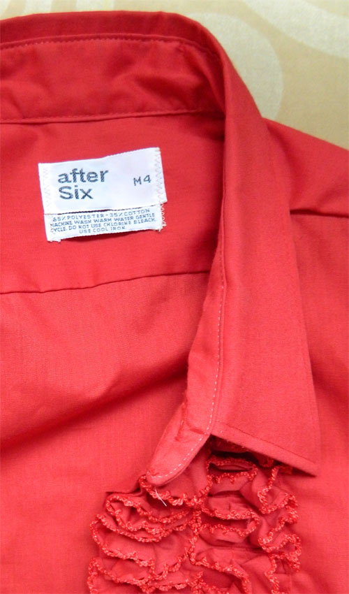Red ruffle front tuxedo shirt