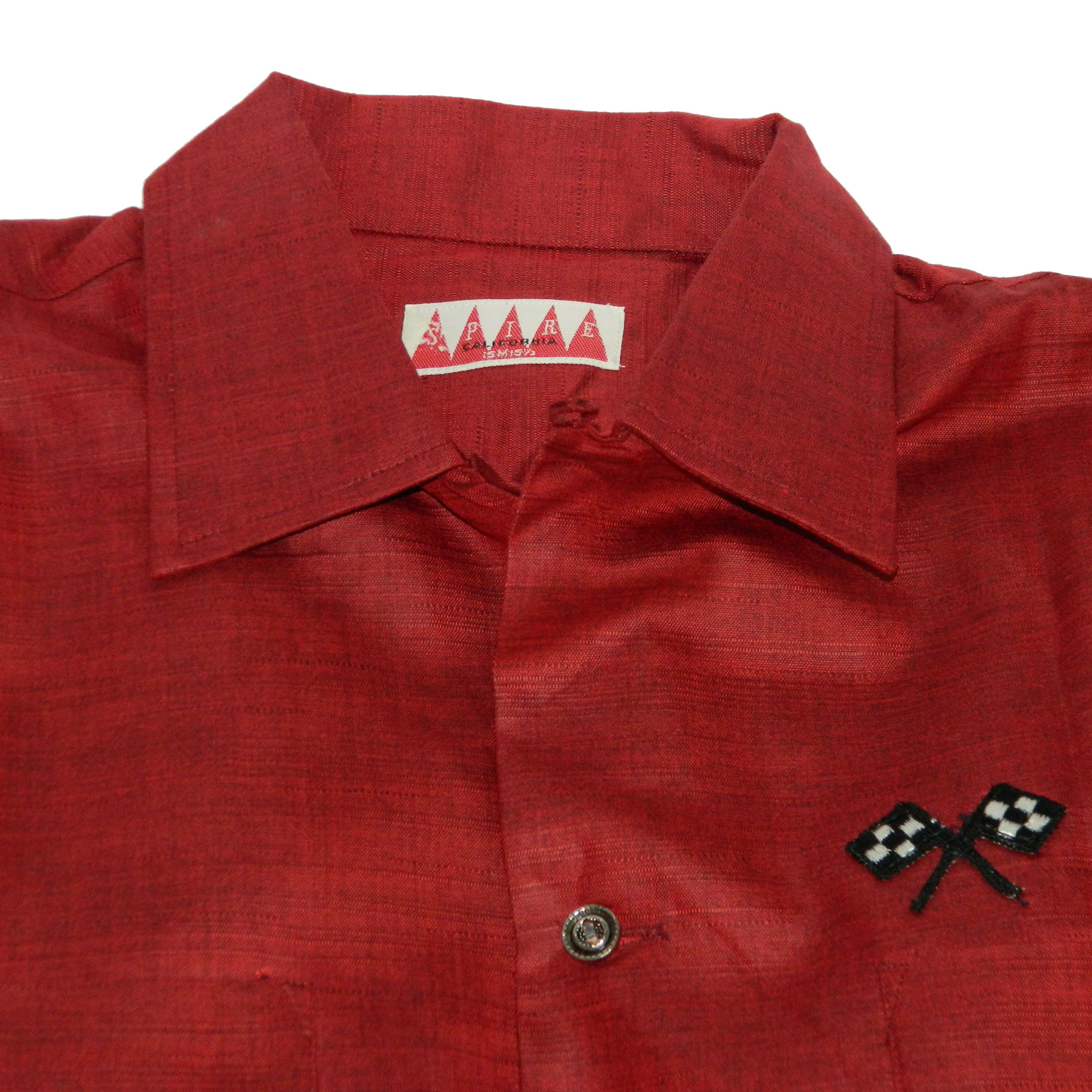 1950s maroon red rayon shirt