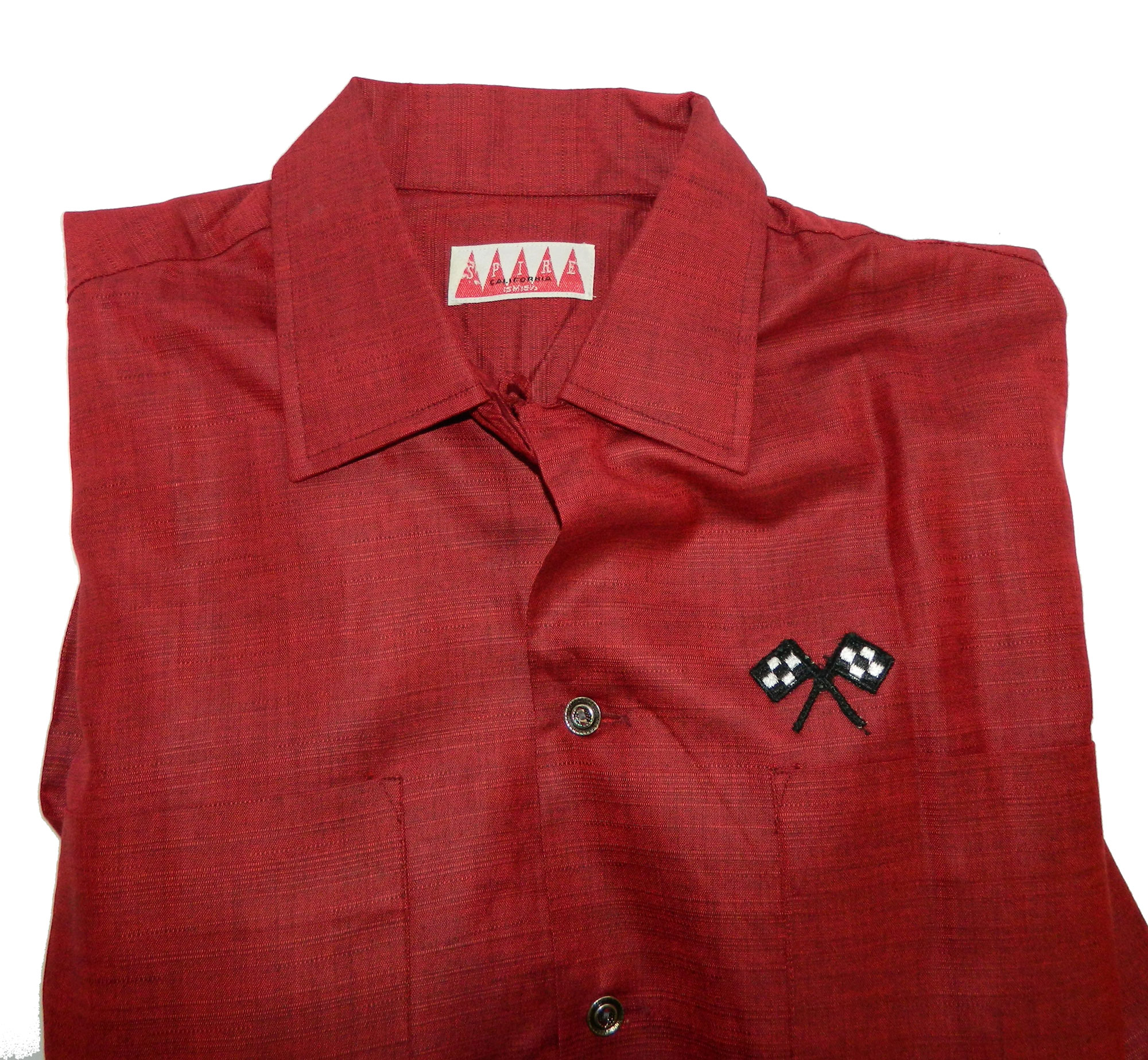 1950s maroon red rayon shirt