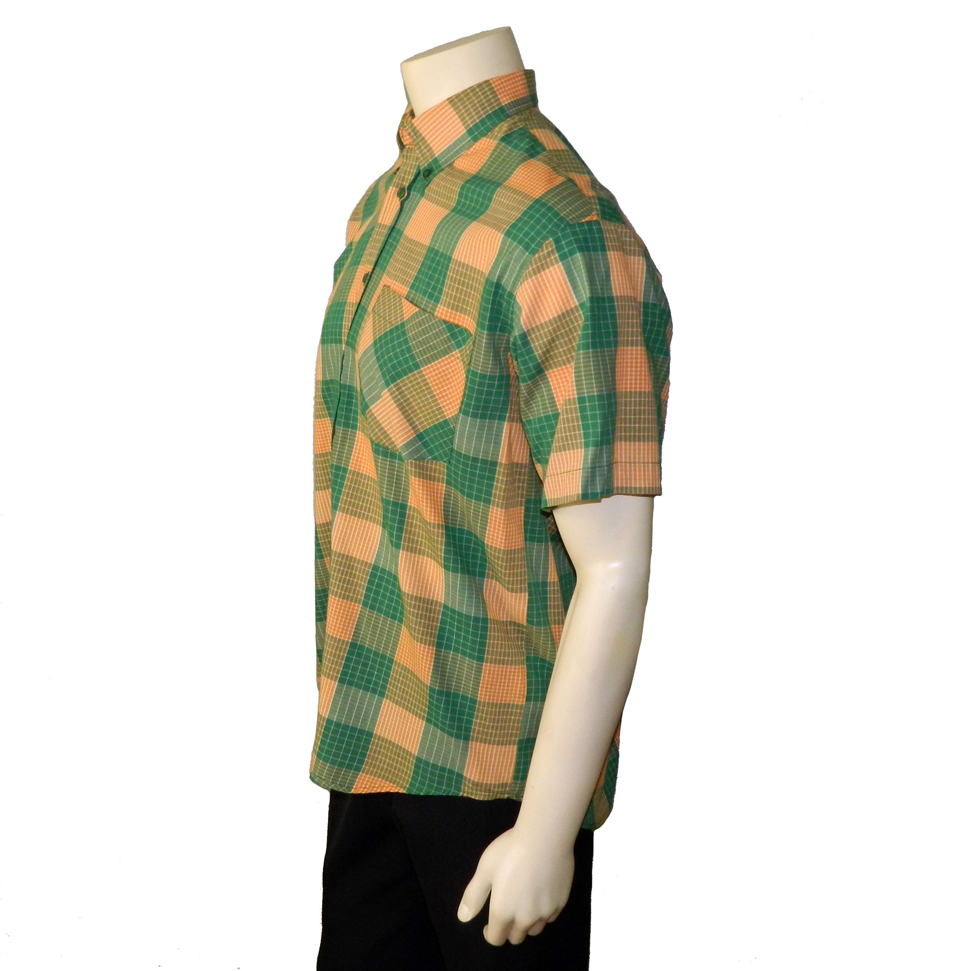 1980s orange green plaid shirt