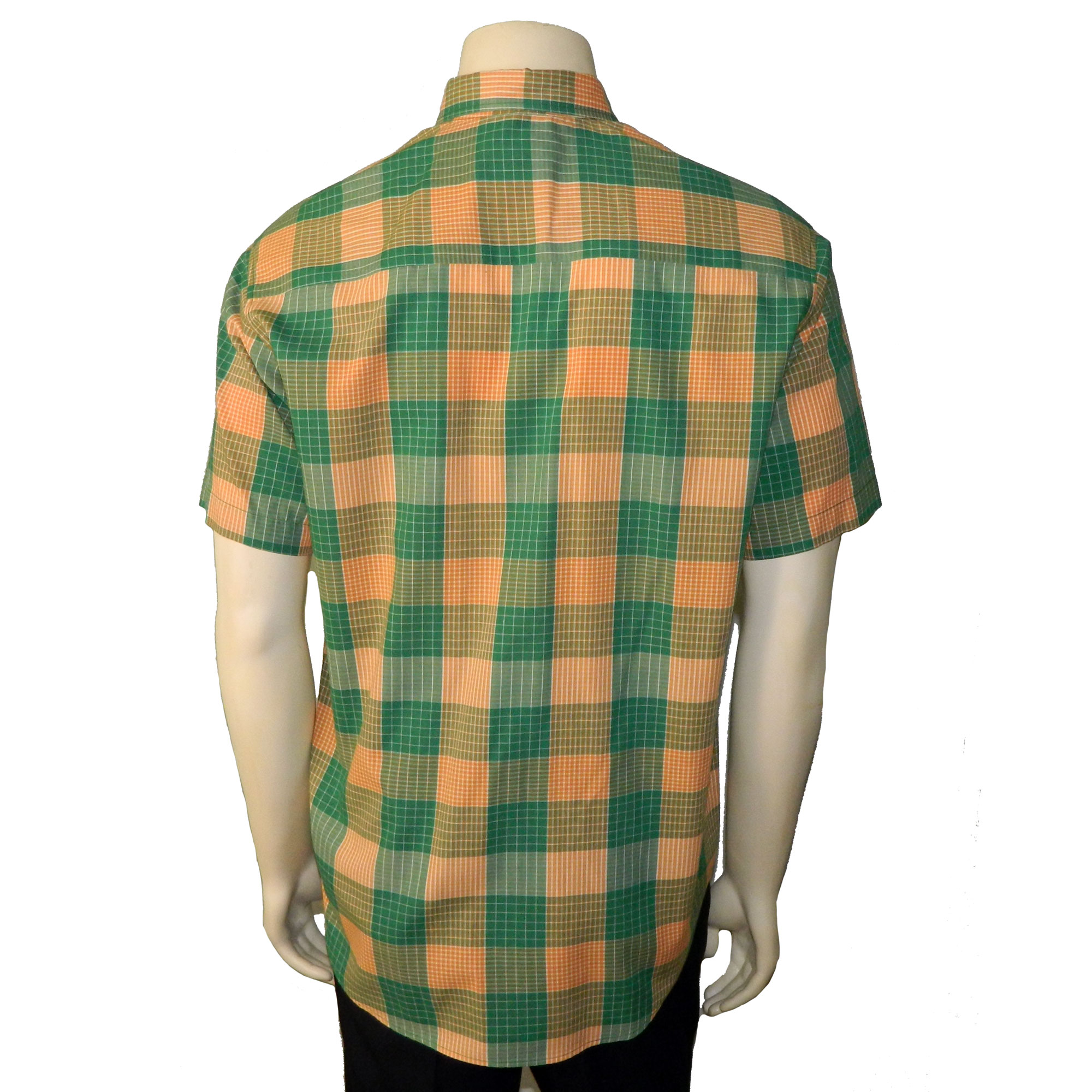 1980s orange green plaid shirt