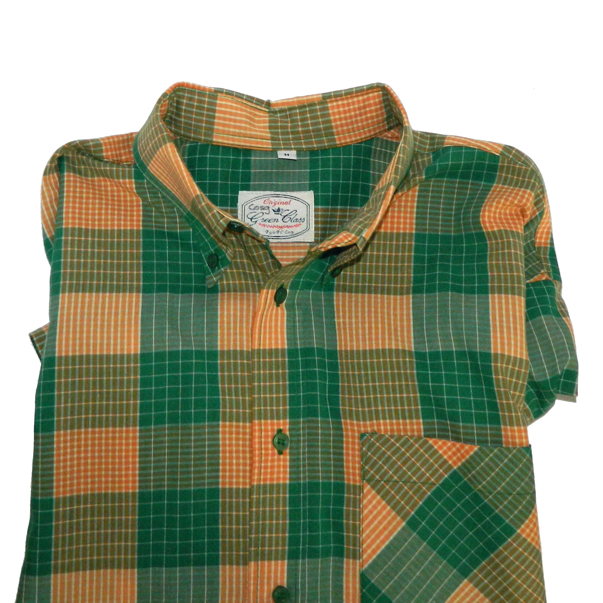 1980s orange green plaid shirt