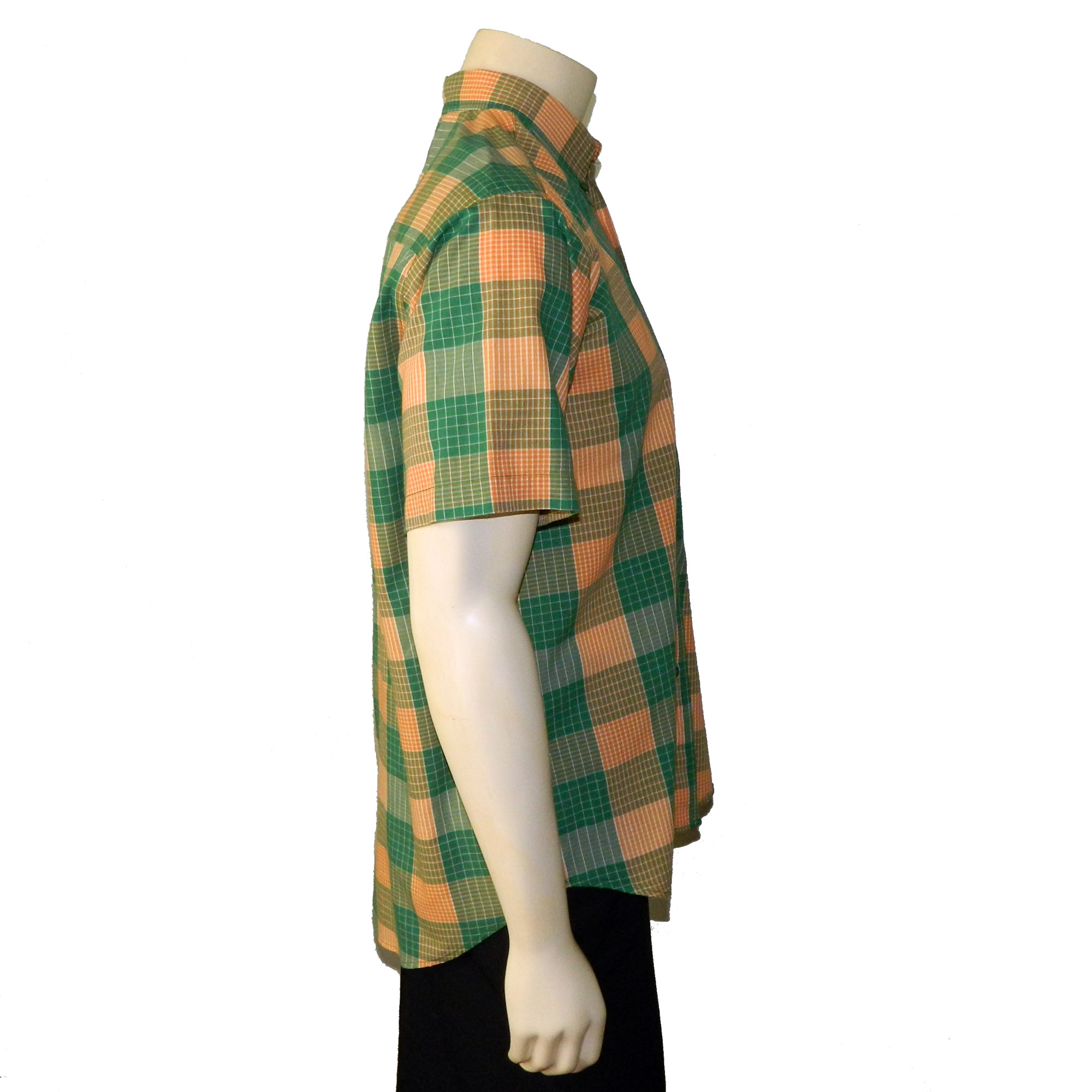 1980s orange green plaid shirt