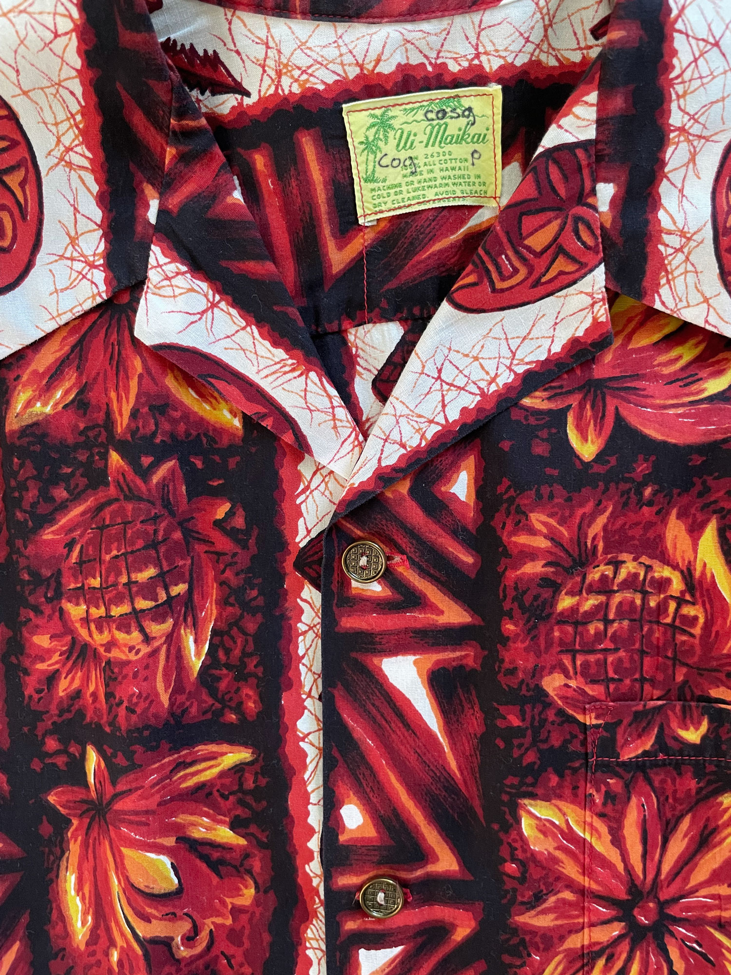 1970s Red Cotton Hawaiian Shirt