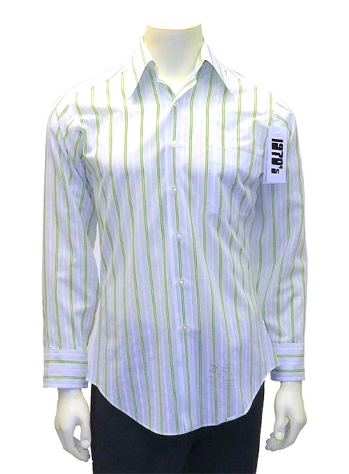1970s green striped dress shirt