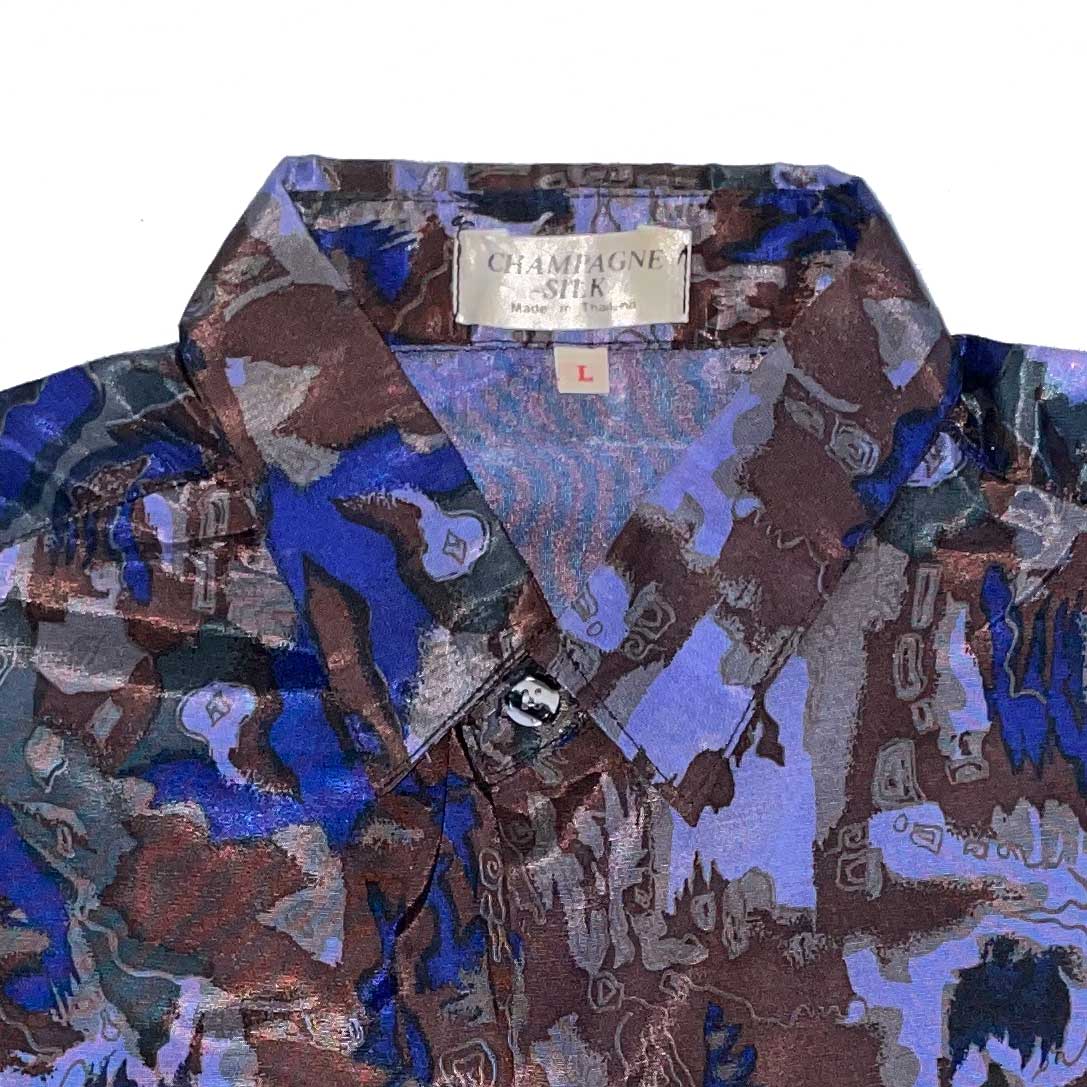 Unworn 1980s Thai silk short sleeve shirt