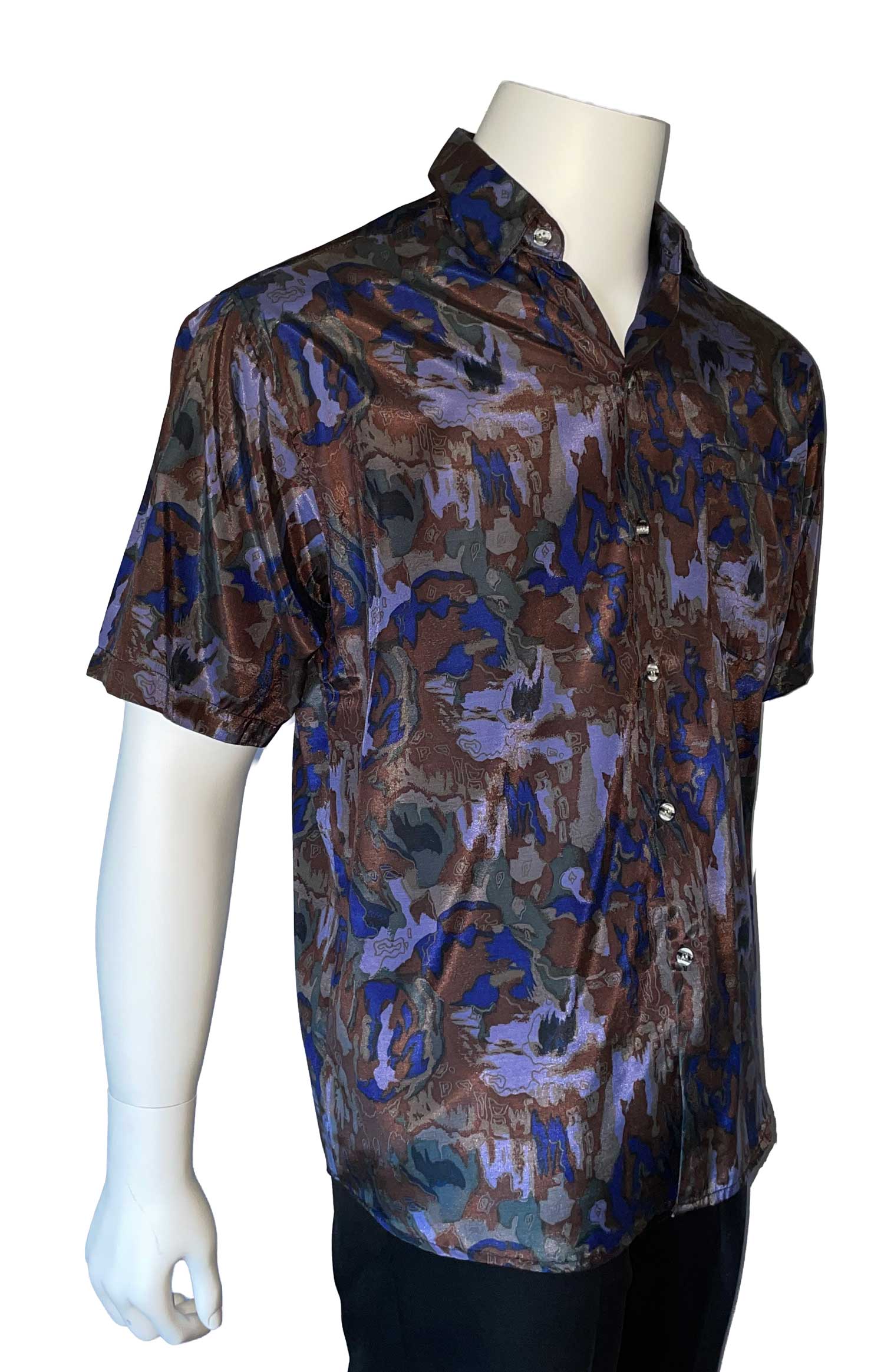 Unworn 1980s Thai silk short sleeve shirt
