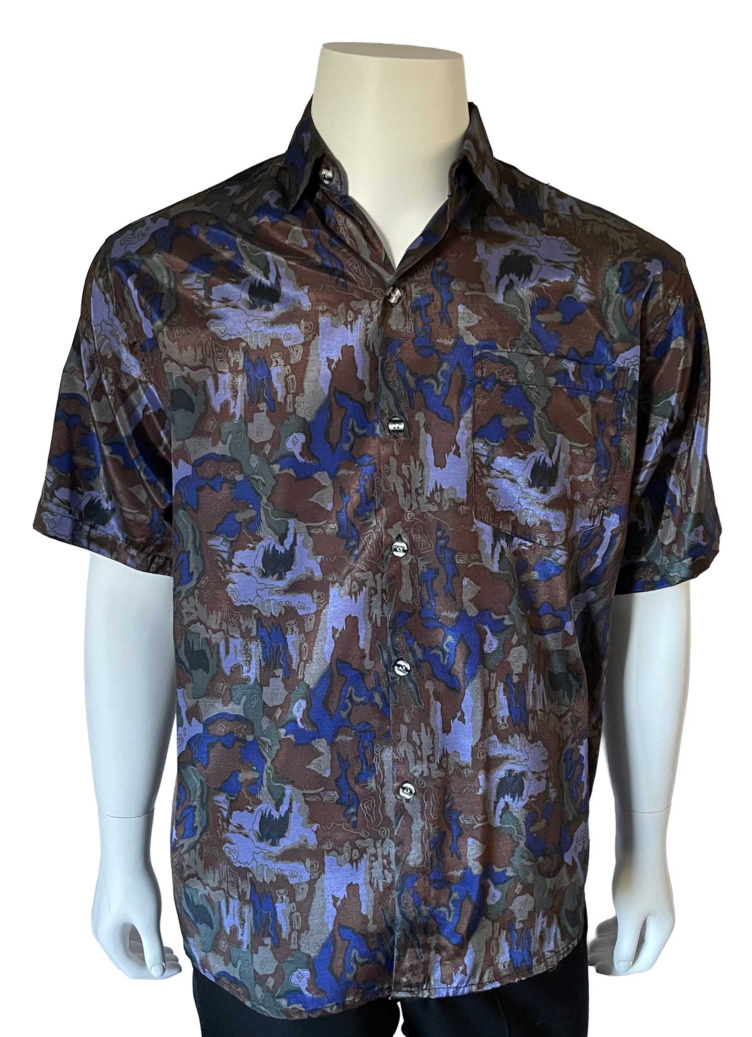 Unworn 1980s Thai silk short sleeve shirt
