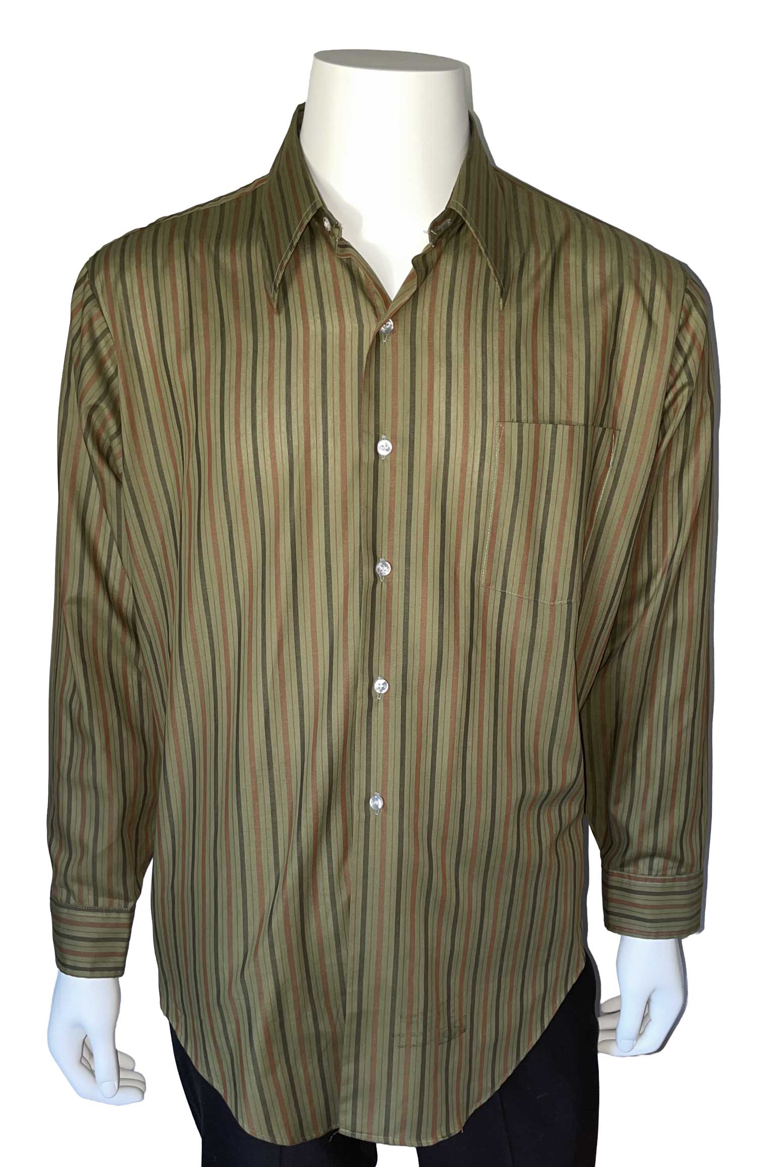 1970s green striped long sleeve shirt