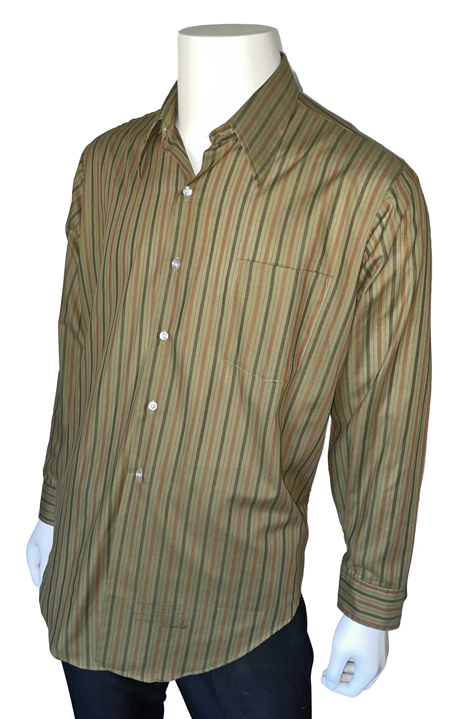 1970s green striped long sleeve shirt