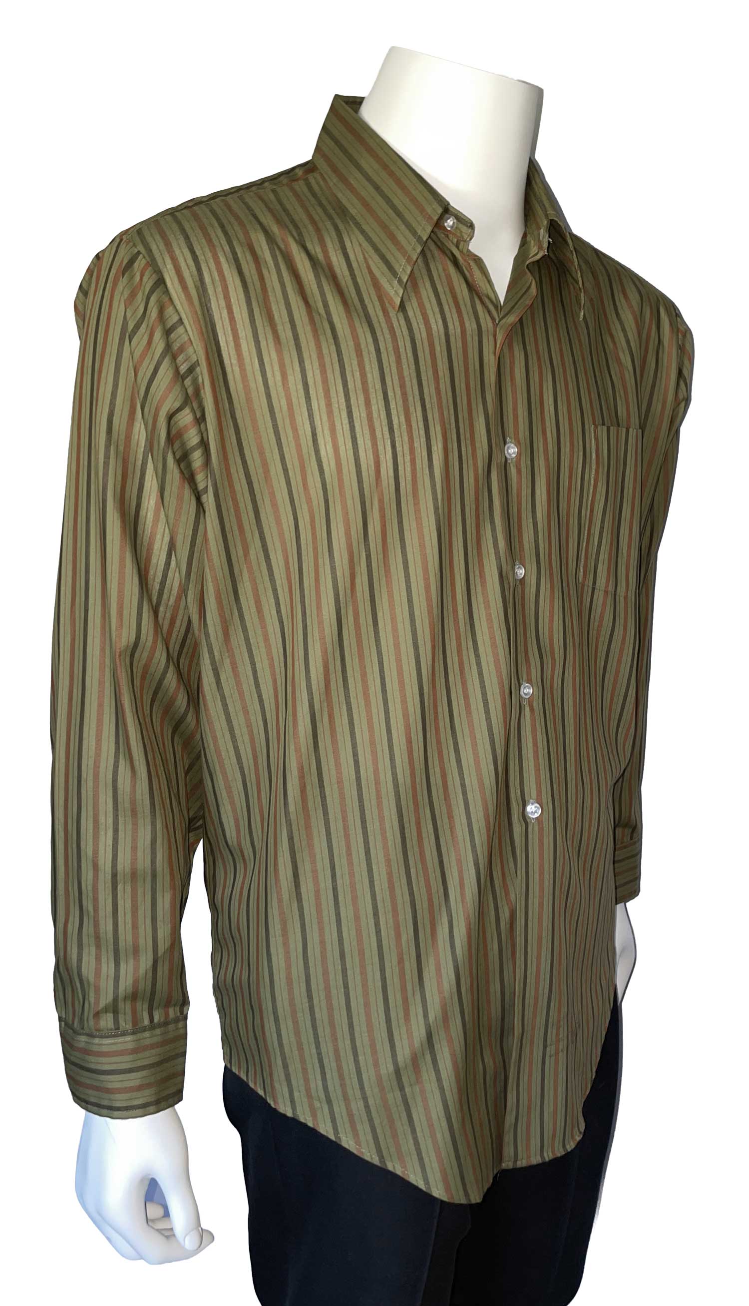 1970s green striped long sleeve shirt