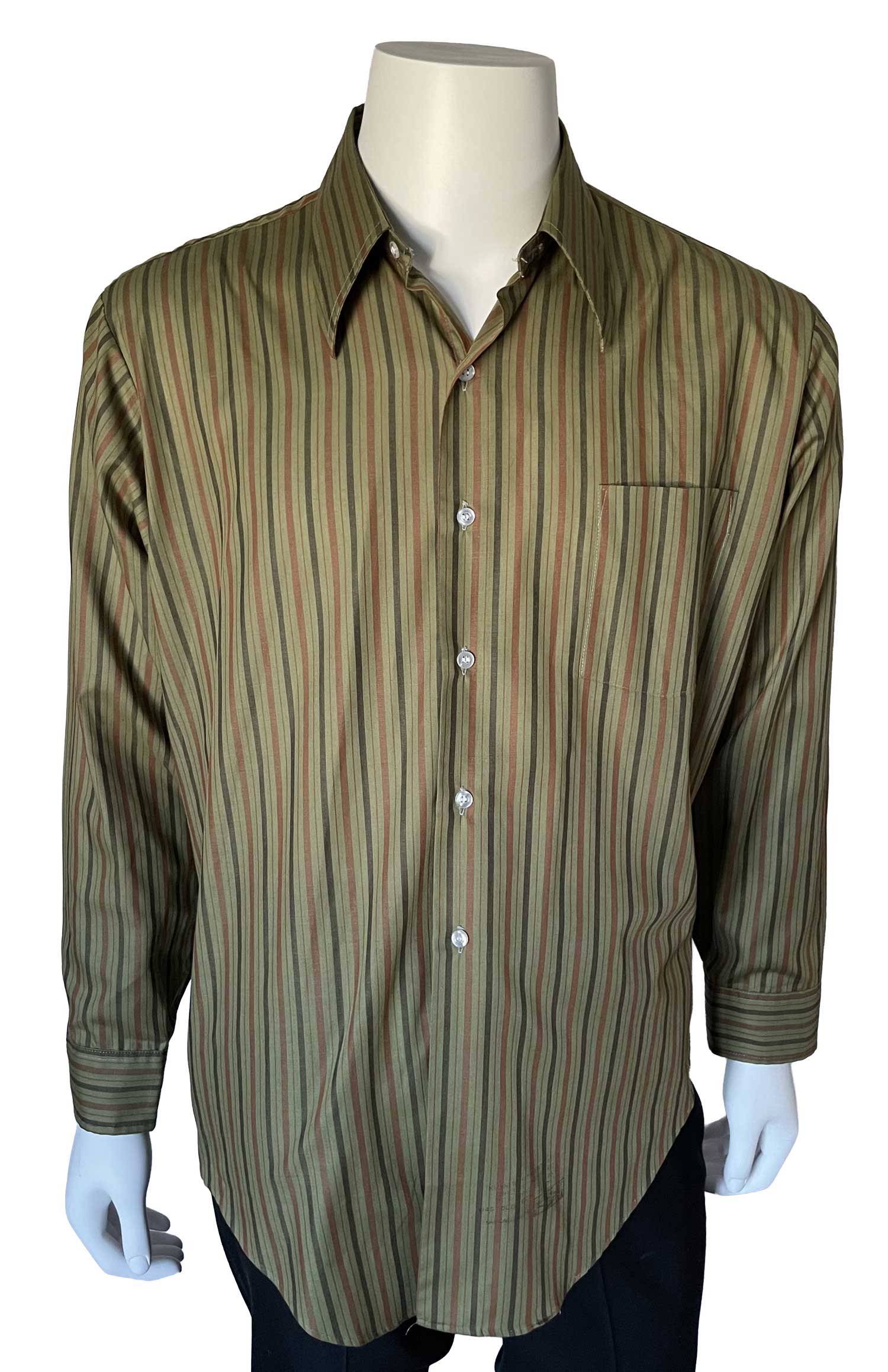1970s green striped long sleeve shirt